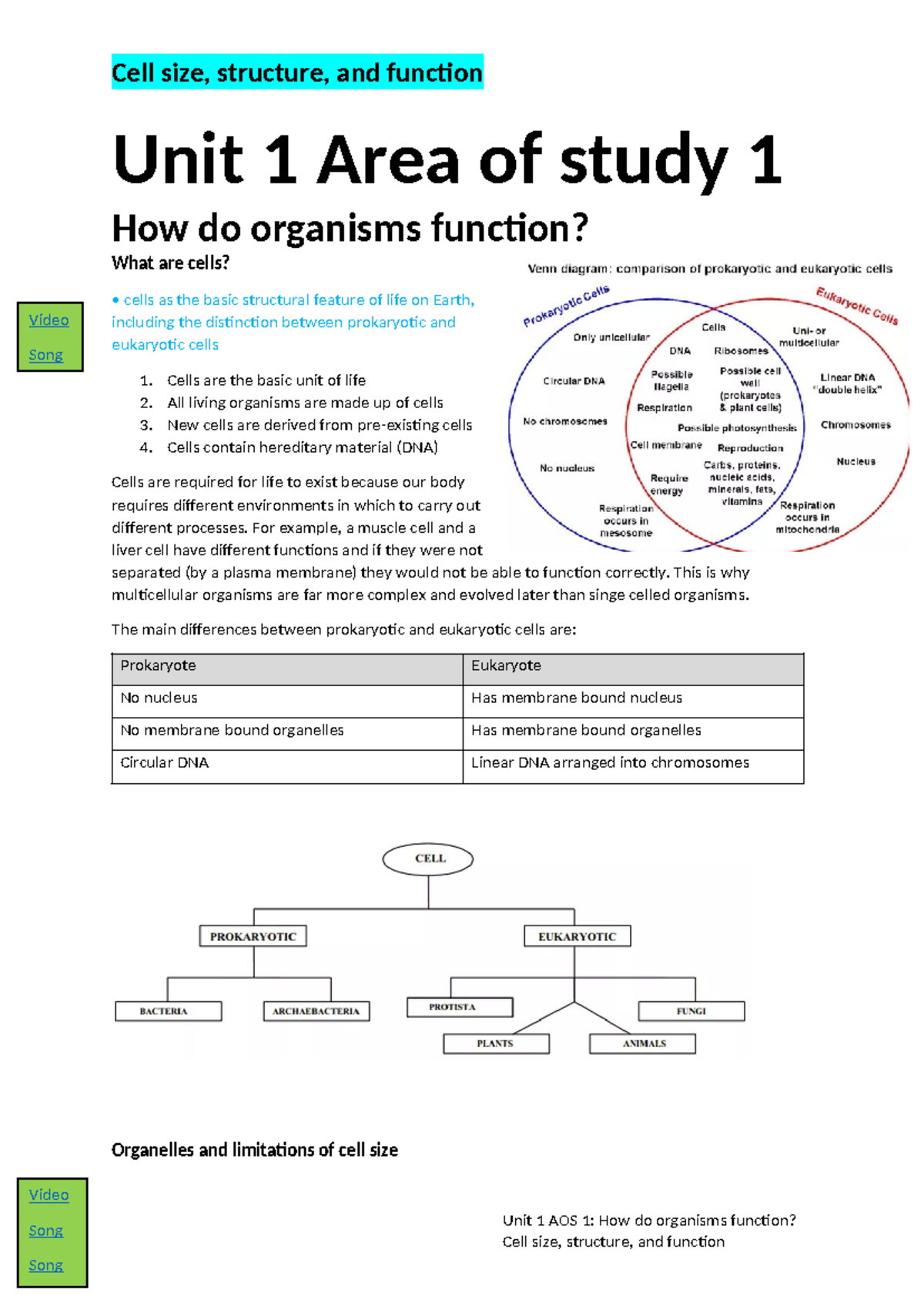 Biology U1 Notes - Akakaiiaoaoa - Cell size, structure, and function ...