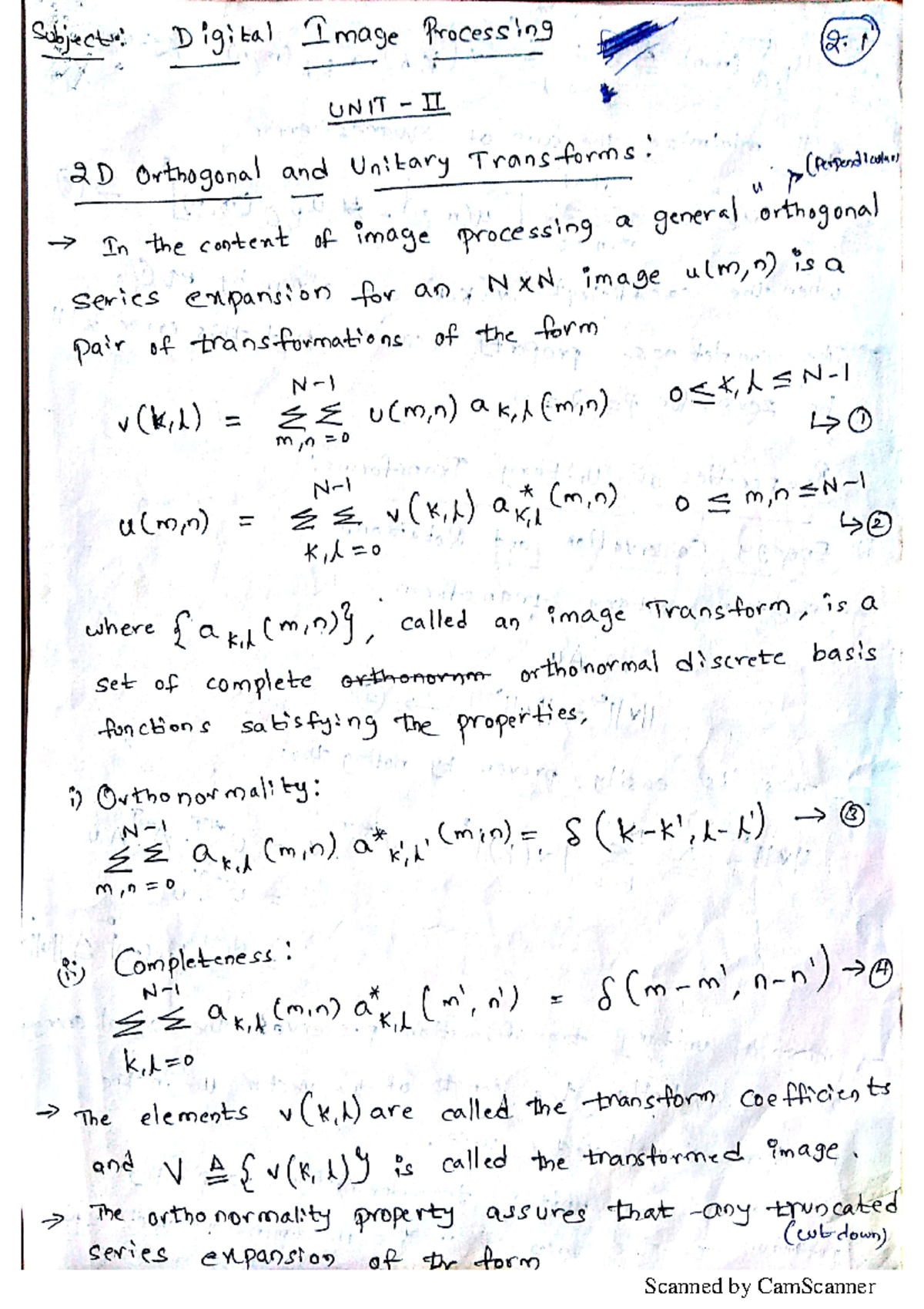 Digital Image Processing UNIT II Material - VIT - Studocu