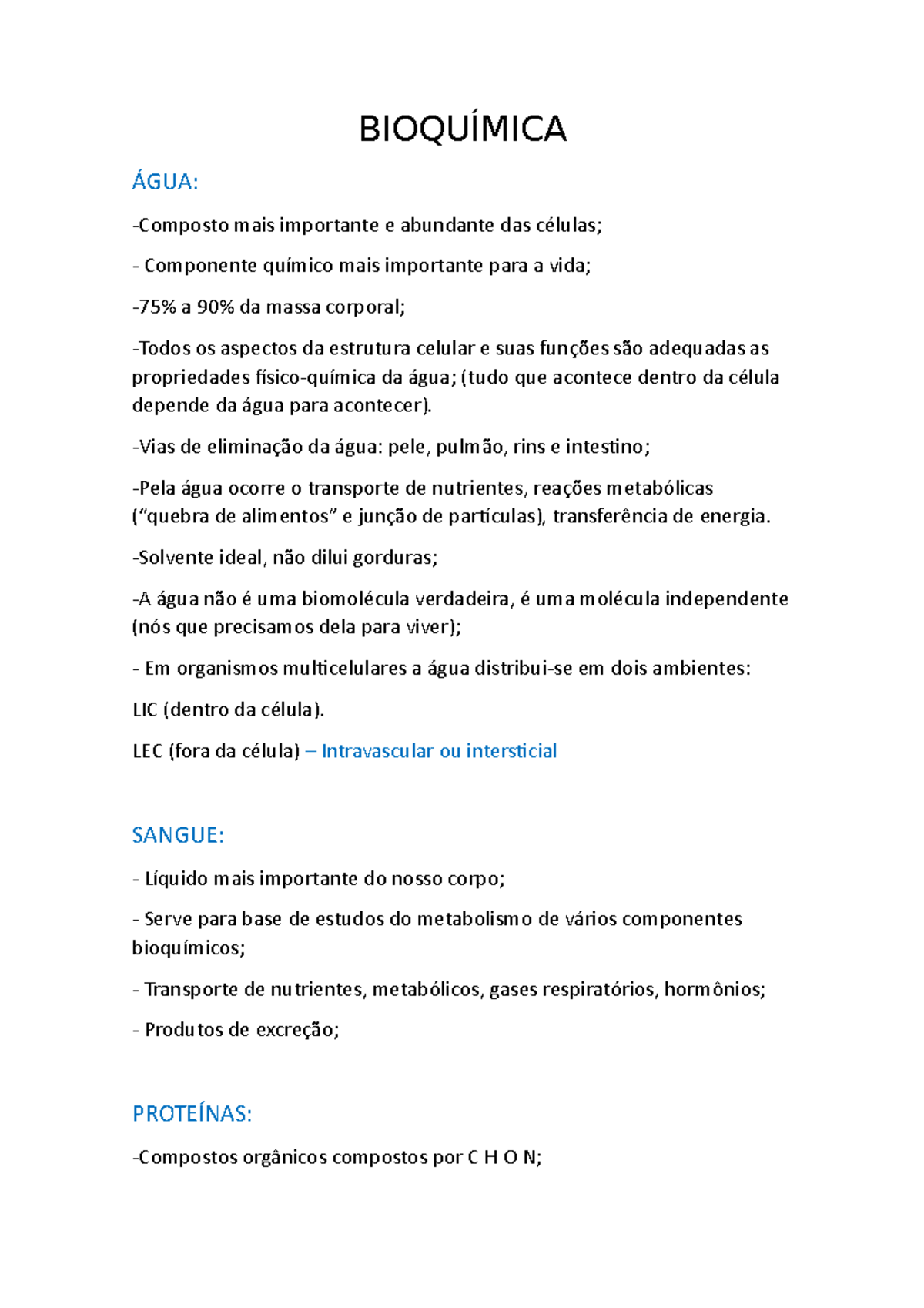 Bioquímica - Bioquimica Introdução - BIOQUÍMICA ÁGUA: -Composto Mais ...