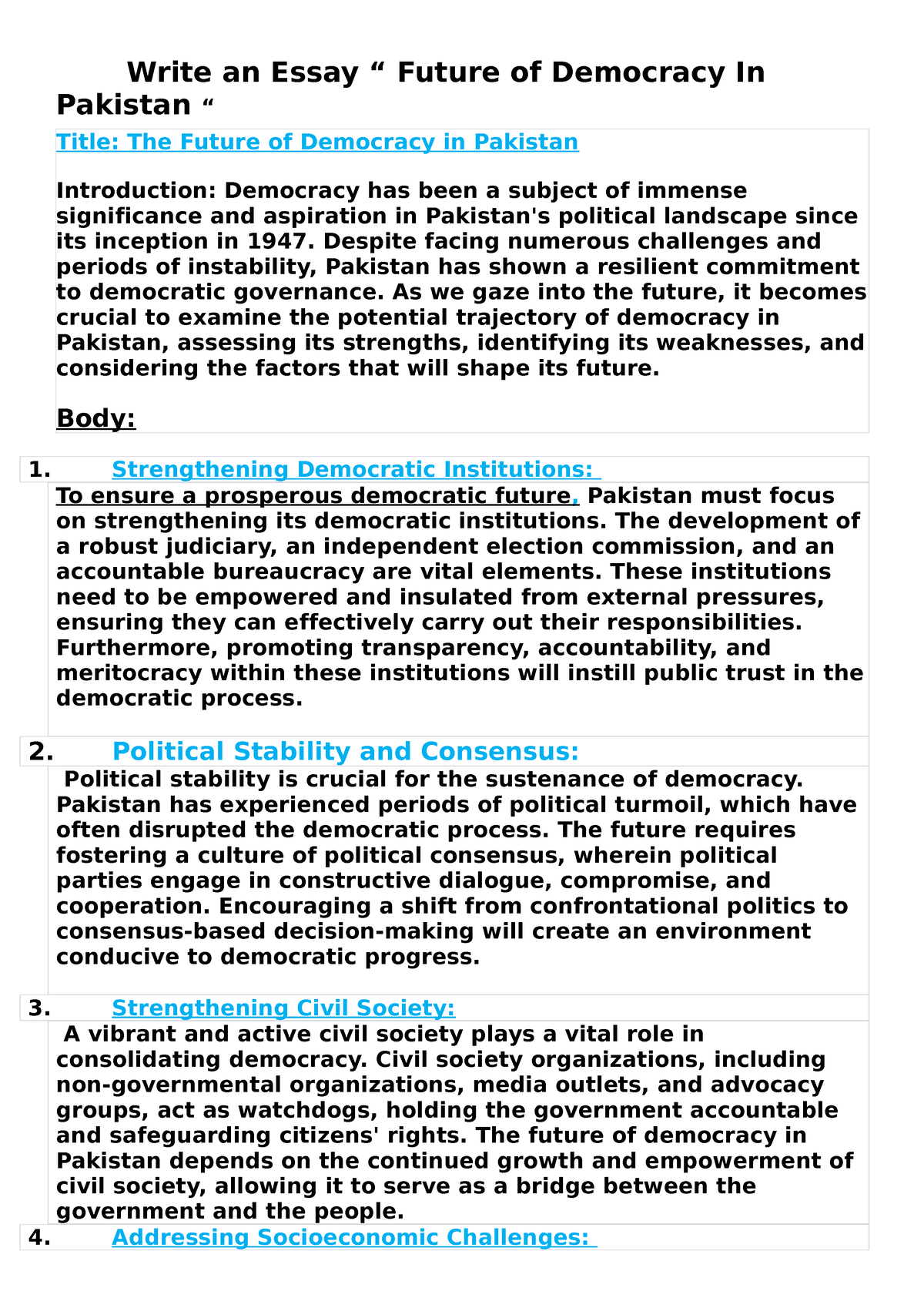 future of pakistan essay pdf