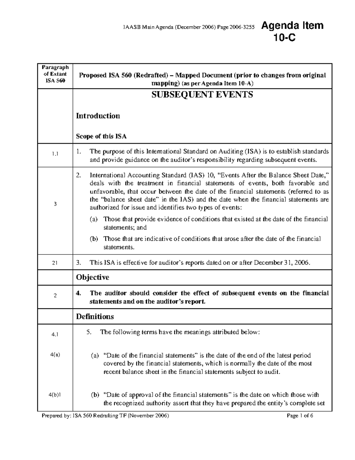 Subsequent Events - IAASB Main Agenda (December 2006) Page 2006·3255 ...