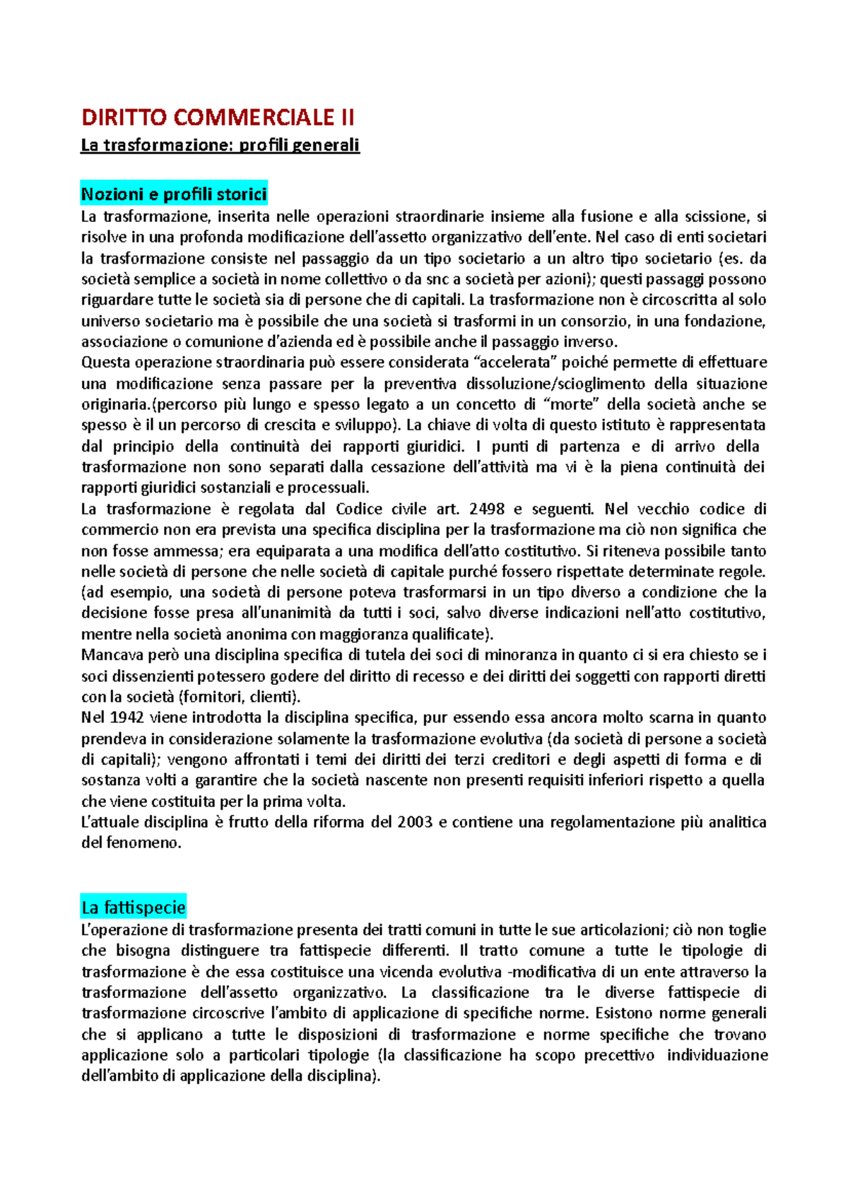 Diritto Commerciale II - Prof. Aiello - DIRITTO COMMERCIALE II La ...