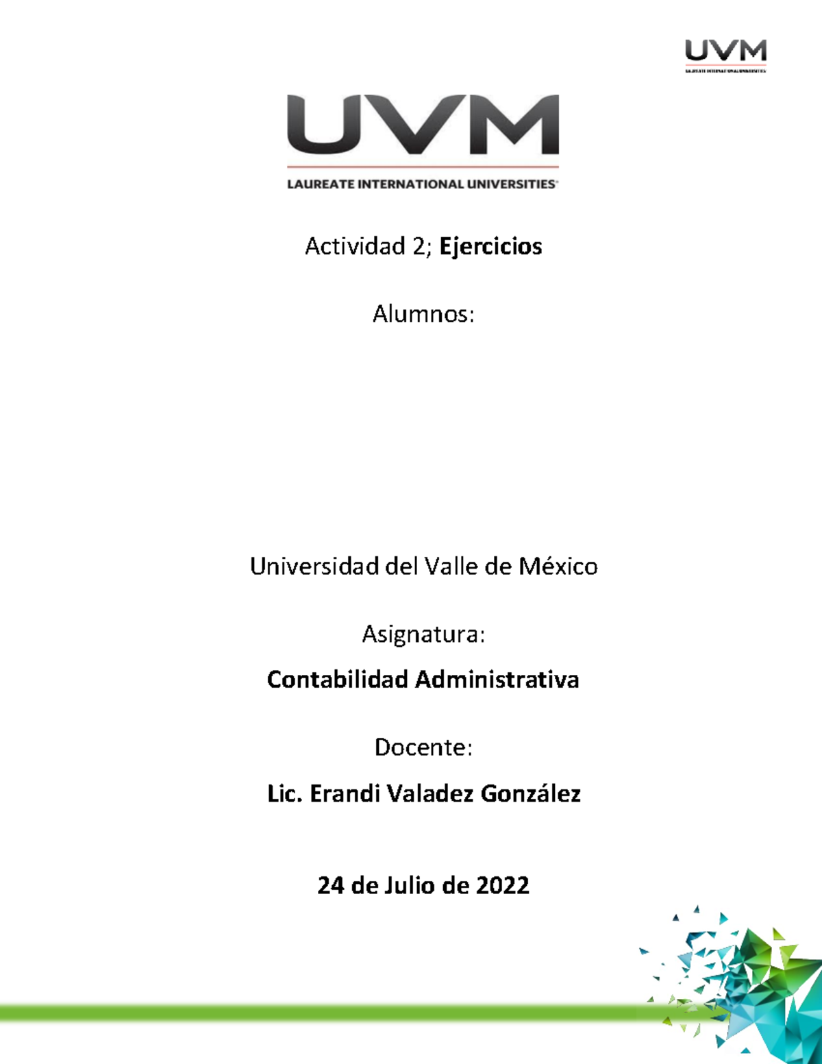 A2 Ca Actividad 2 Contabilidad Administrativa Ejercicios 2