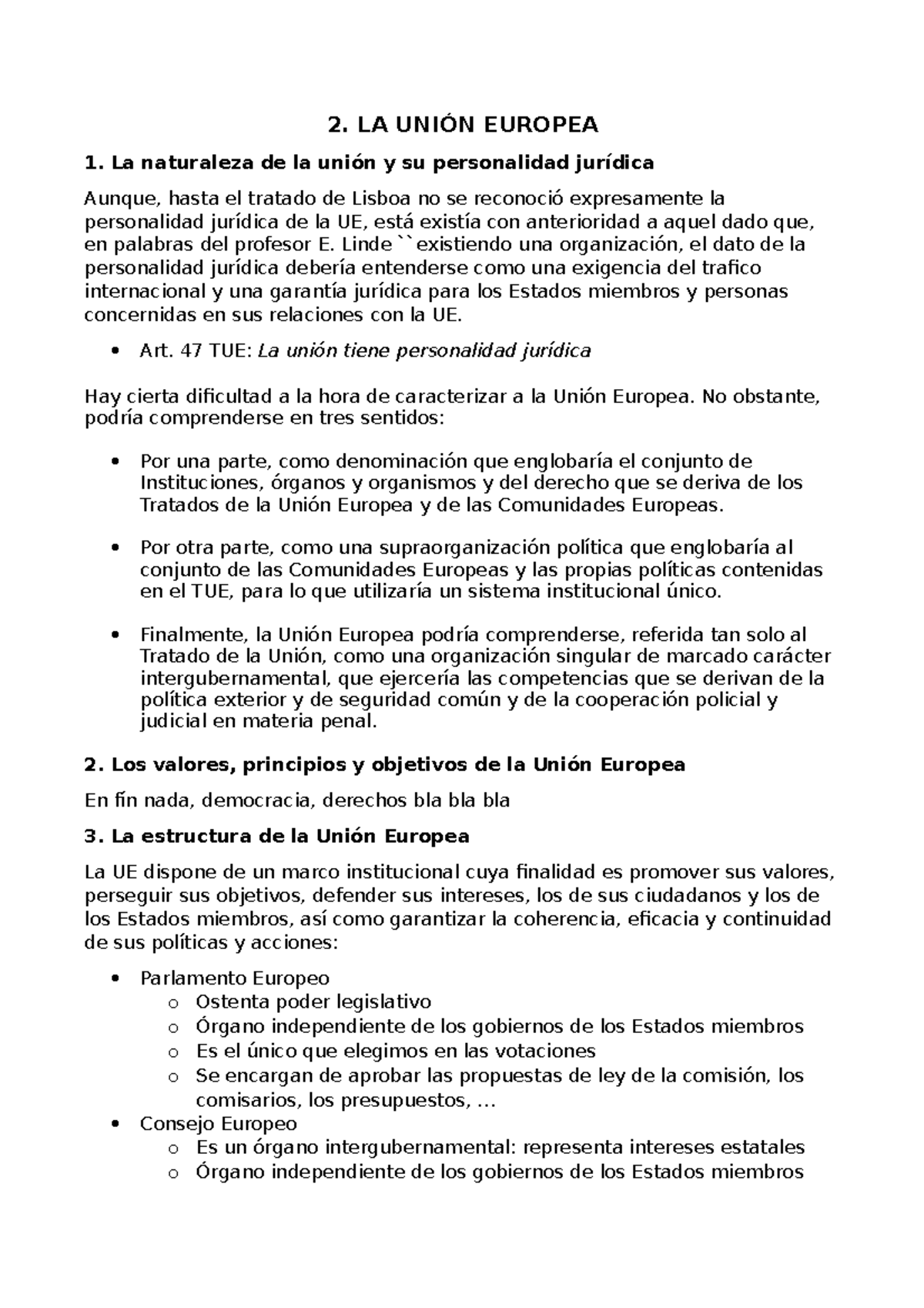 Tema 2 y 1, UNED, Instituciones de la UE - 2. LA UNIÓN EUROPEA 1. La ...