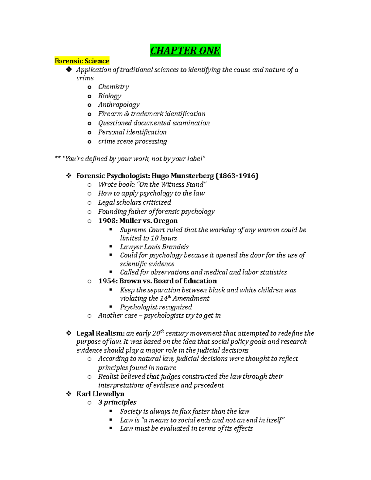 Chapter 1 - Lecture notes 1 - CHAPTER ONE Forensic Science Application ...