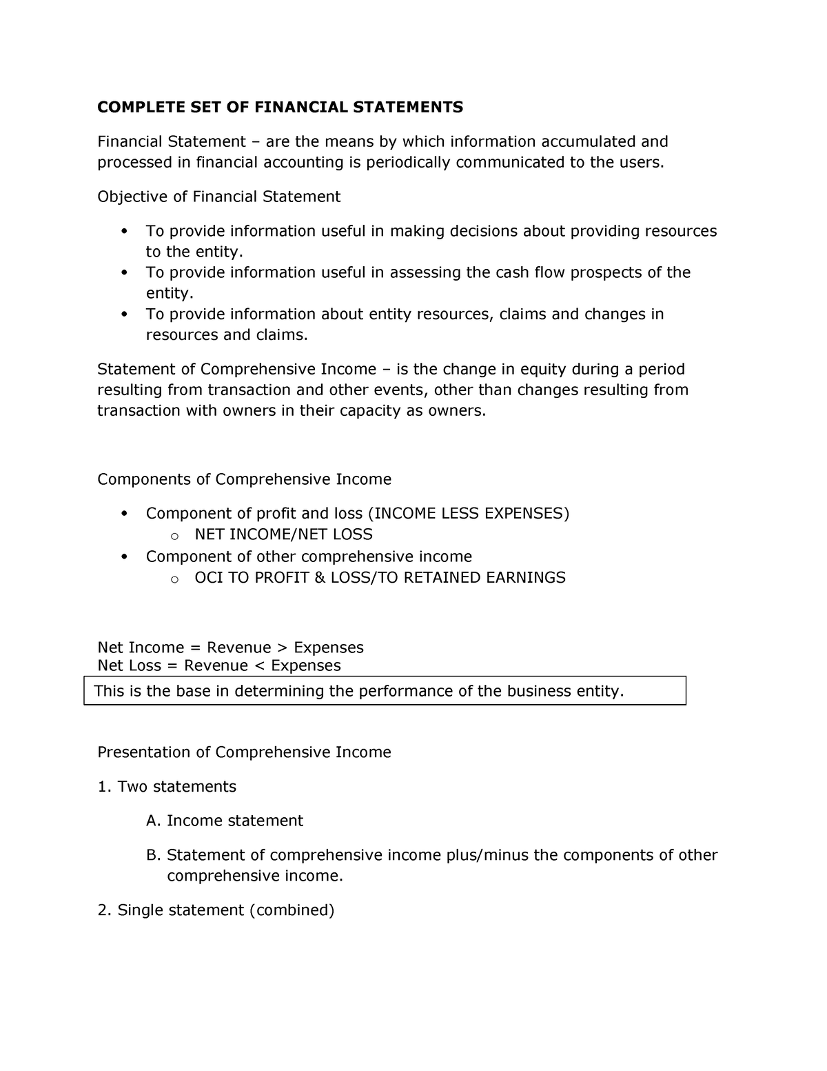 financial statements thesis