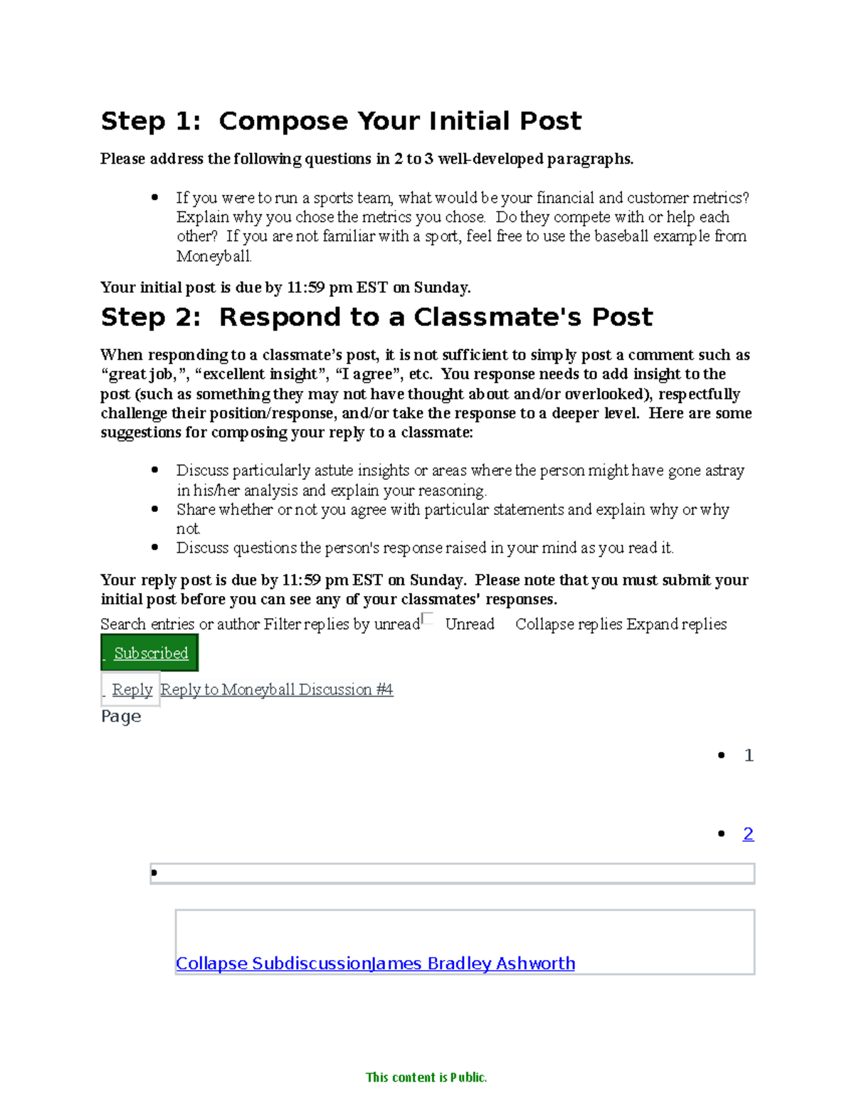 Moneyball 4 Samples Step 1 Compose Your Initial Post Please address