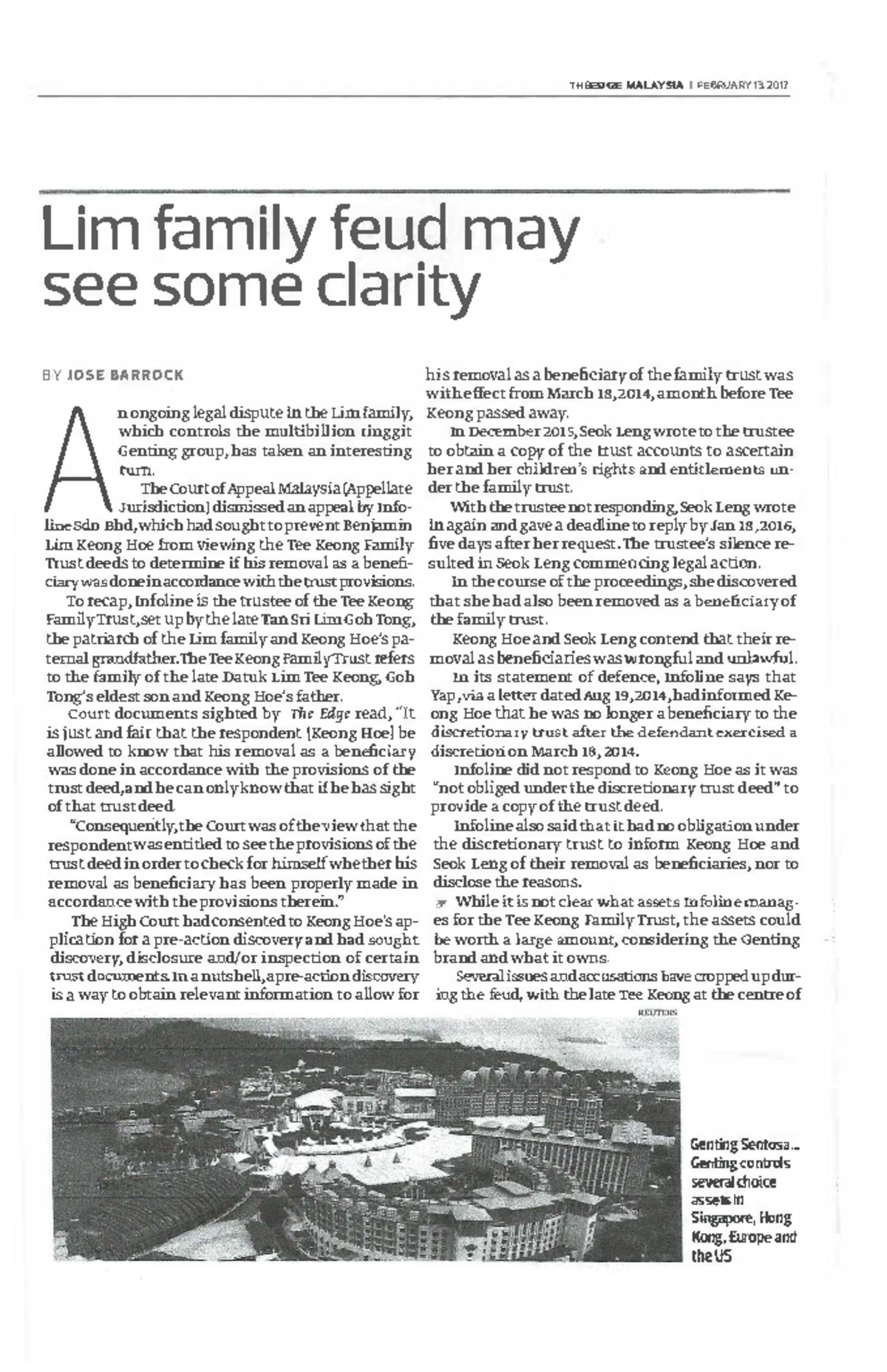 Infoline Sdn Bhd v Benjamin Lim Keong Hoe - Article by Jose Barrock ...