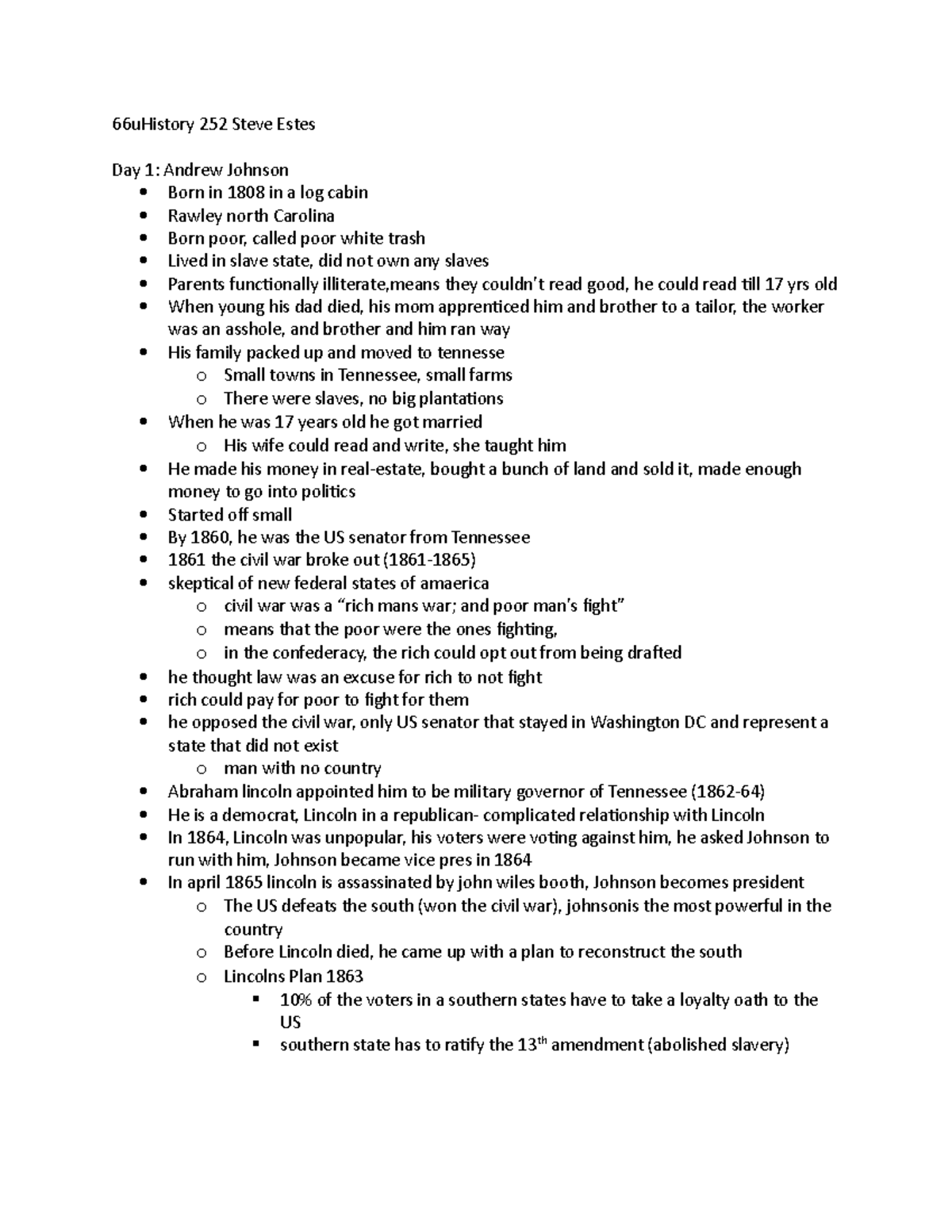 History 252 Steve Estes Notes Exam 1