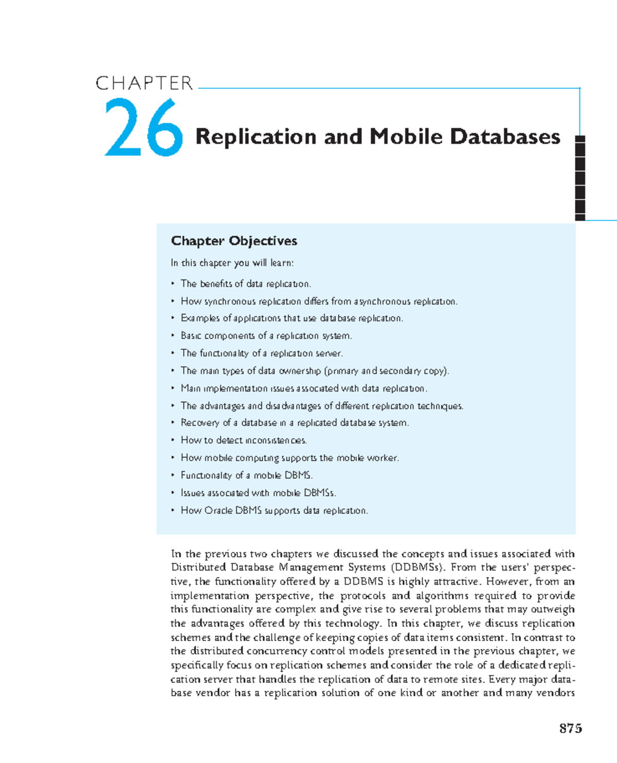 Chapter 26 Replication and Mobile Databases - CHAPTER 26 Replication ...