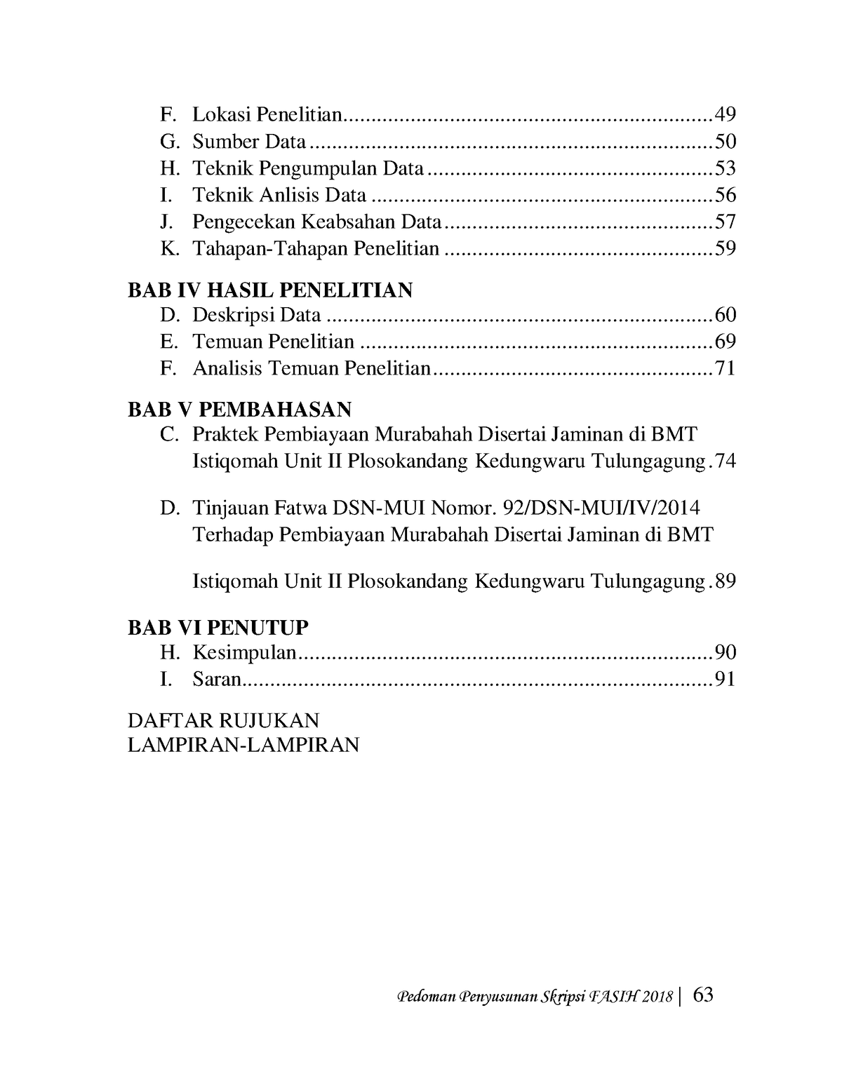 Pedoman Skripsi 2018 63 Pedoman Penyusunan Skripsi Fasih 2018 63 F