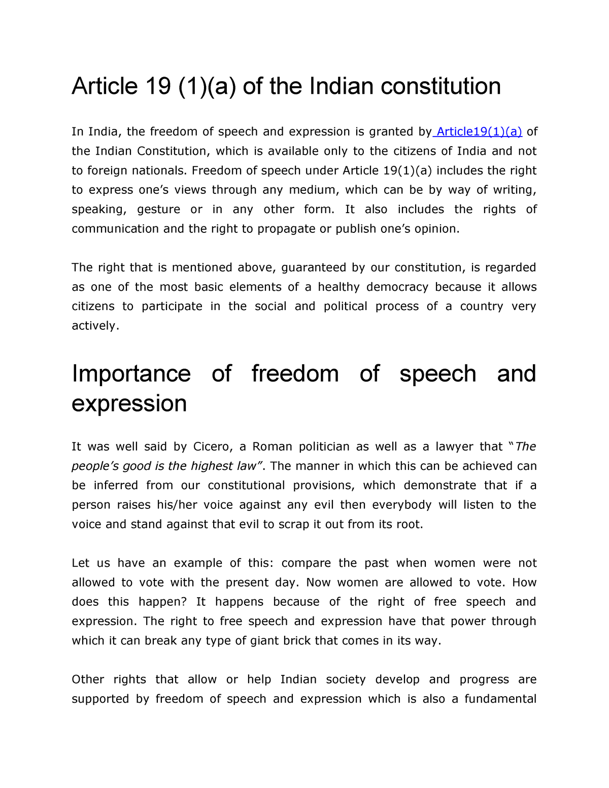 research paper on article 19 of indian constitution