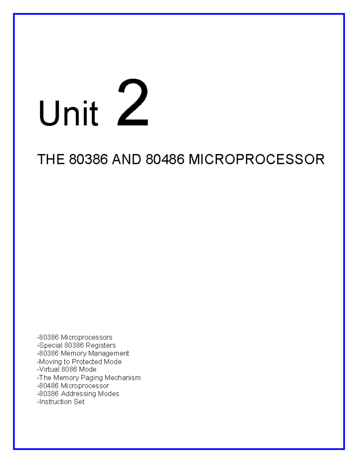 Idoc 80386 and 80486 microprocessors Unit 2 THE 80386 AND 80486 MICROPROCESSOR 80386 Studocu