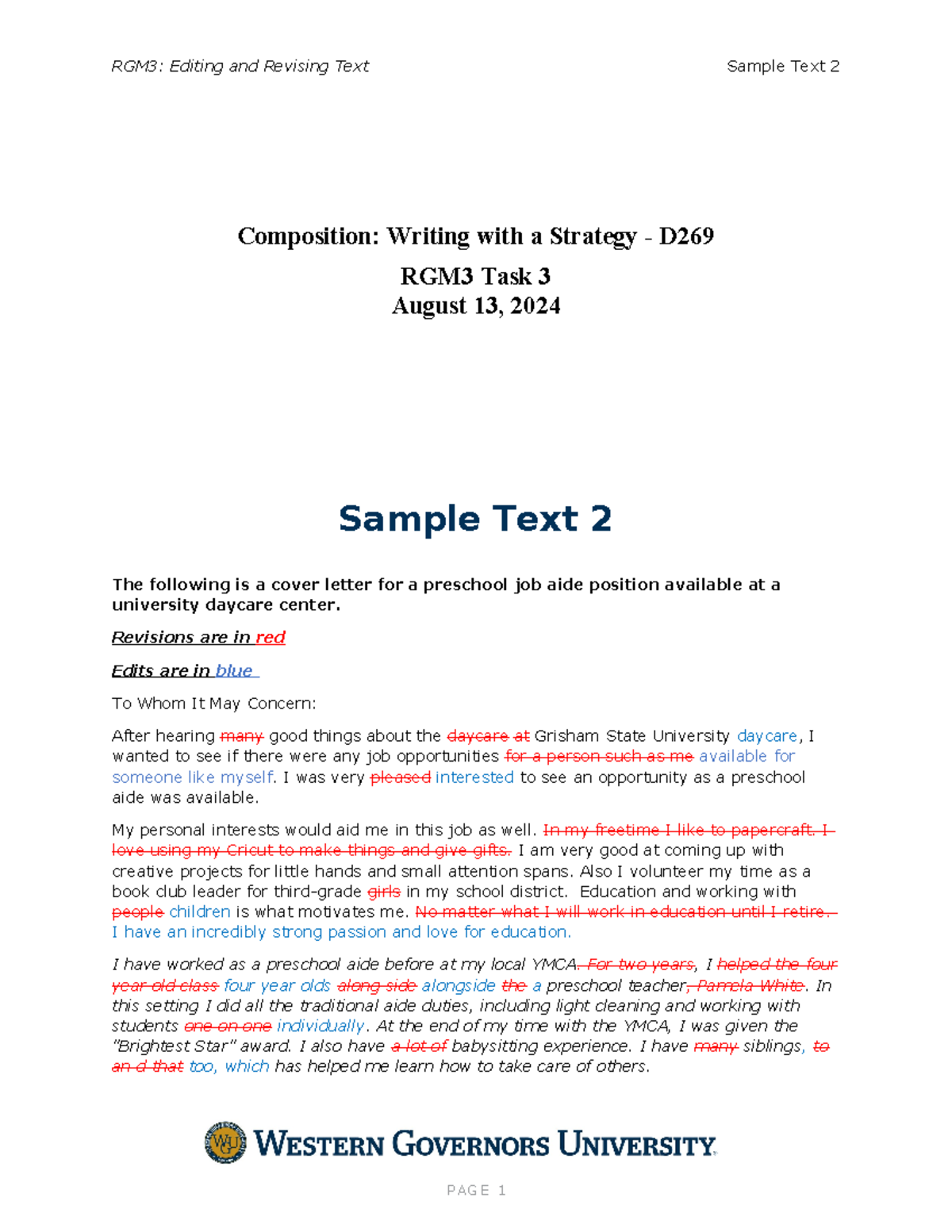 Task 3 Revised STOD - Task 3 - 2 Revisions - RGM3: Editing and Revising ...