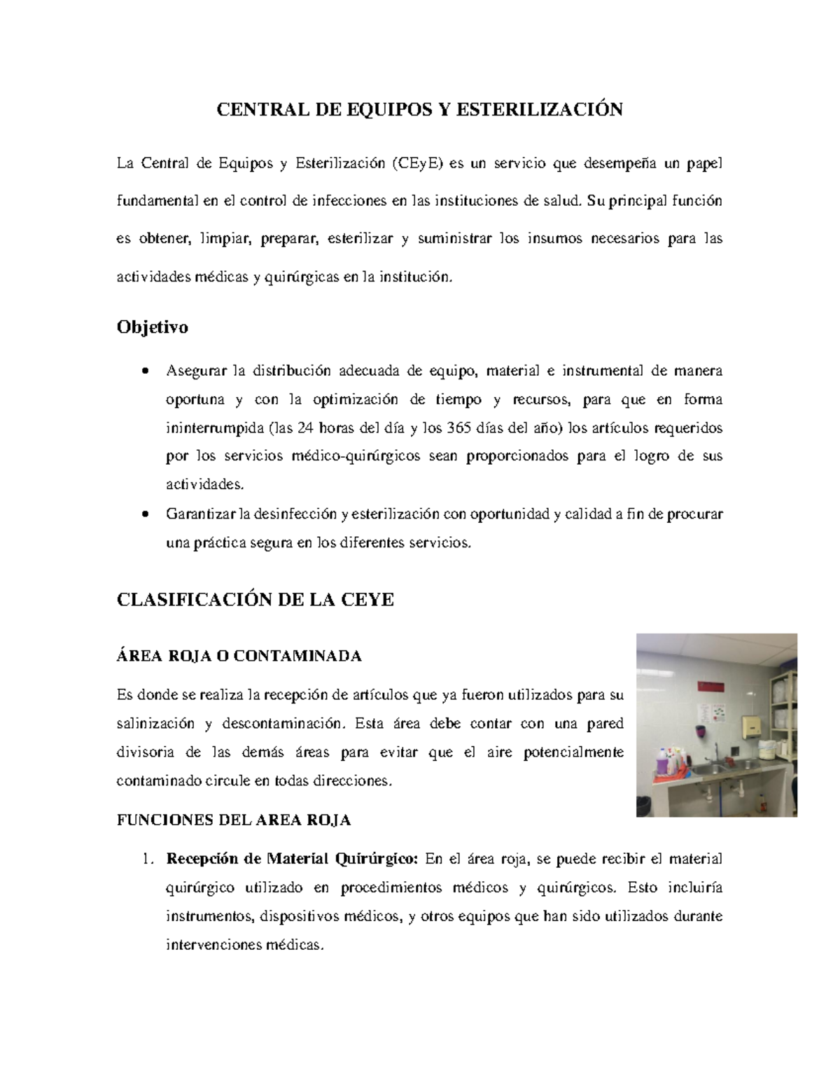 CEYE - Xxxcxx - CENTRAL DE EQUIPOS Y ESTERILIZACIÓN La Central de