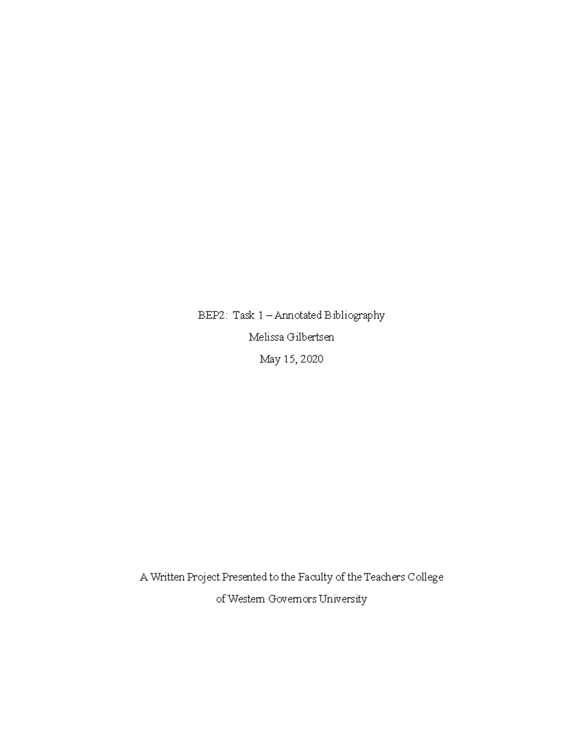 C225 Task 1 Annotated Bib - BEP2: Task 1 – Annotated Bibliography ...