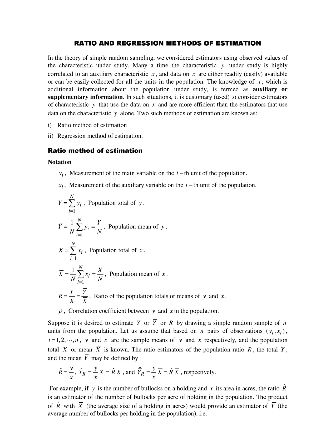 What Is Regression Method Of Estimation