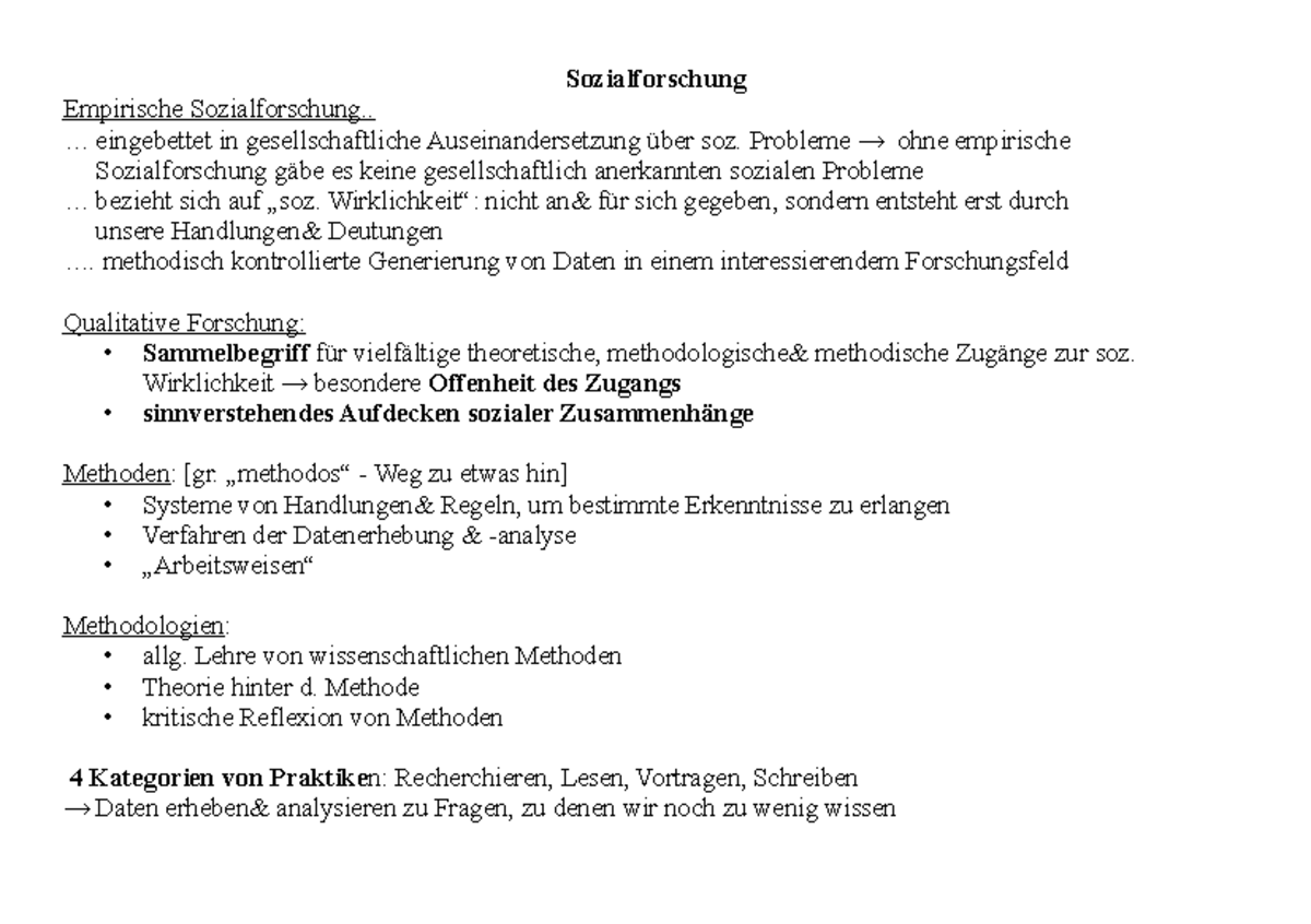 Methoden Lernzettel - SS Und WS Zusammengefasst - Sozialforschung ...