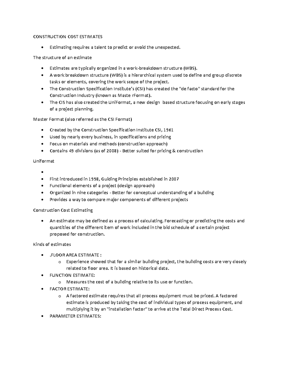 3. Construction COST Estimates and Construction Project Resources ...