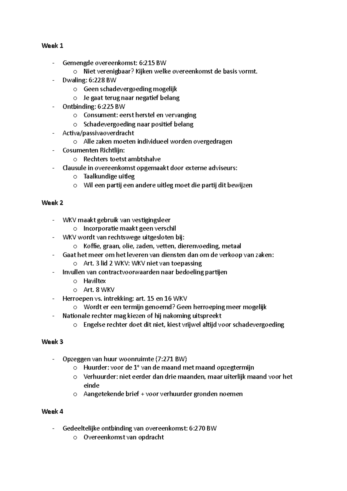 Samenvattingen Werkgroepen - Week 1 Gemengde Overeenkomst: 6:215 BW O ...