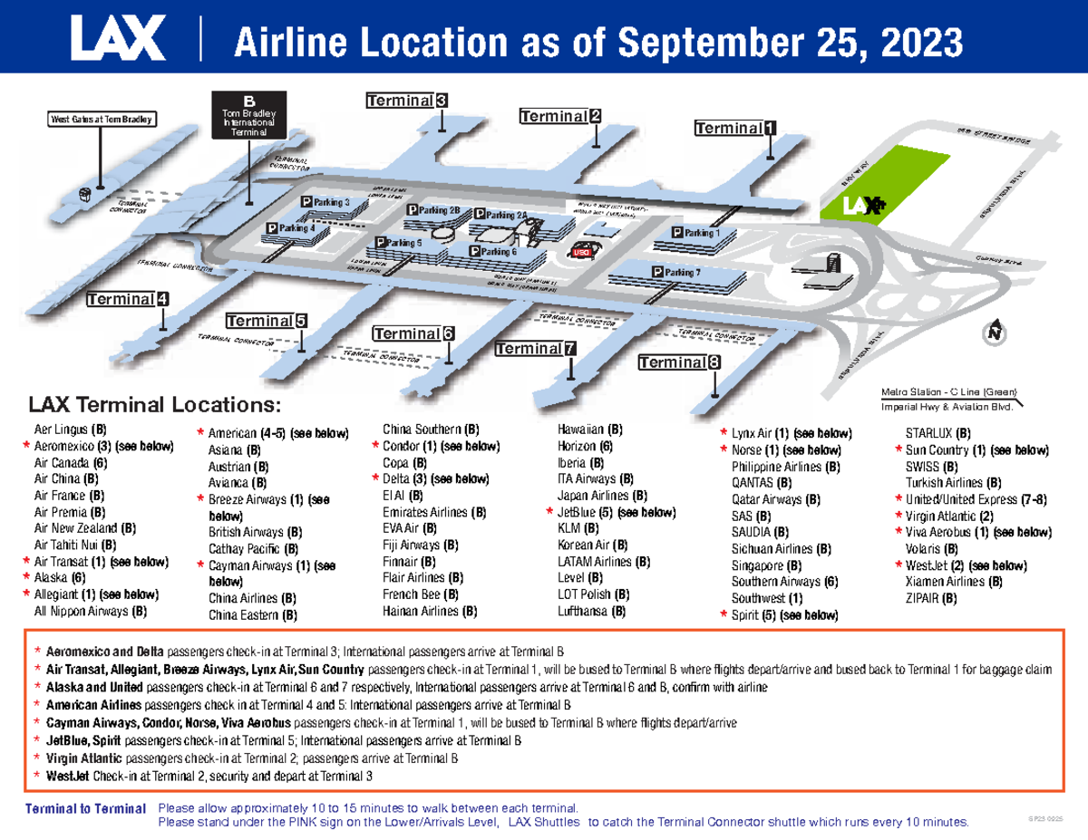 LAX Airline Location Map - TERMINAL CONNECTOR CONNECTORTERMINAL ...