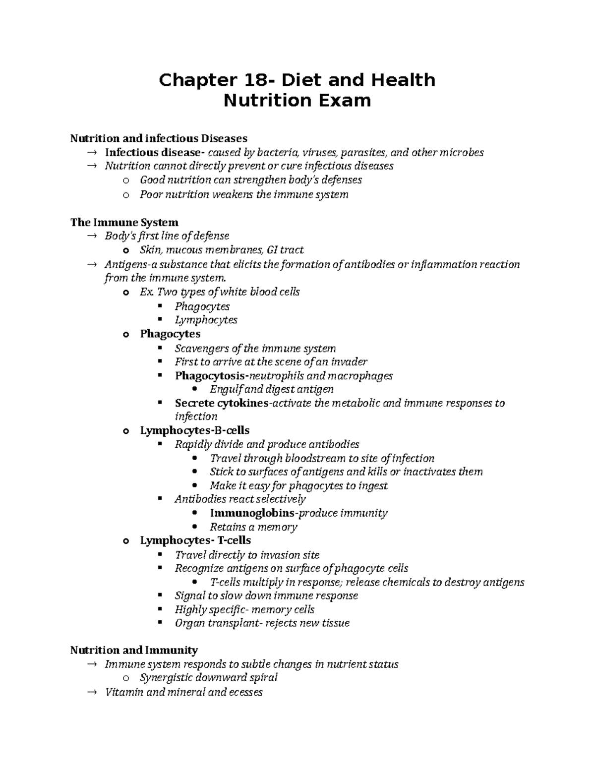 Diet and Health Nutrition Exam - Chapter 18- Diet and Health Nutrition 