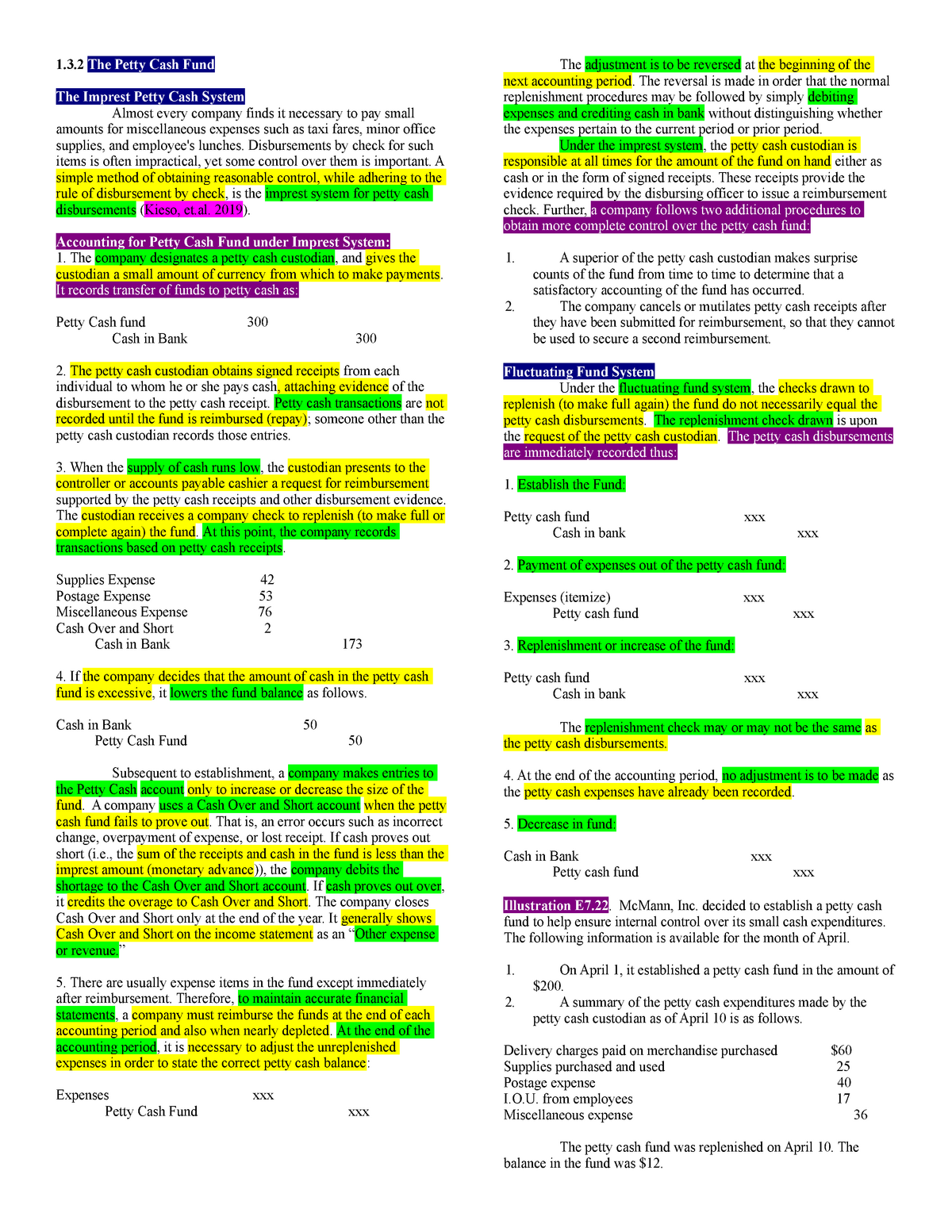 ACCT202 Notes 2 The Petty Cash Fund 1 3 The Petty Cash Fund The 