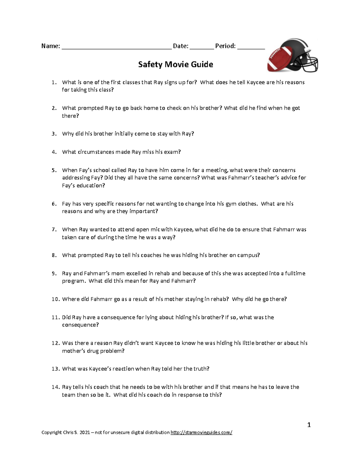 Demarcus Jones 2. Safety Movie Questionswith