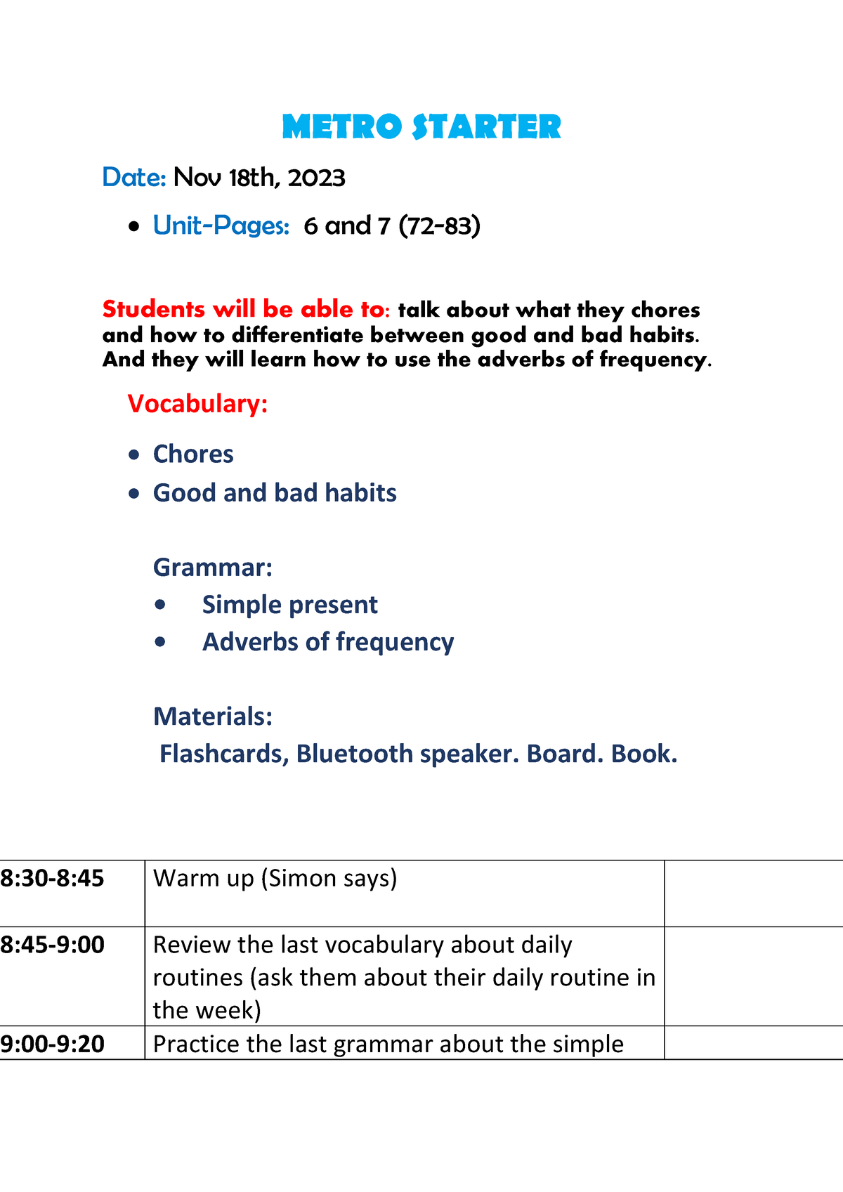 metro starter online homework