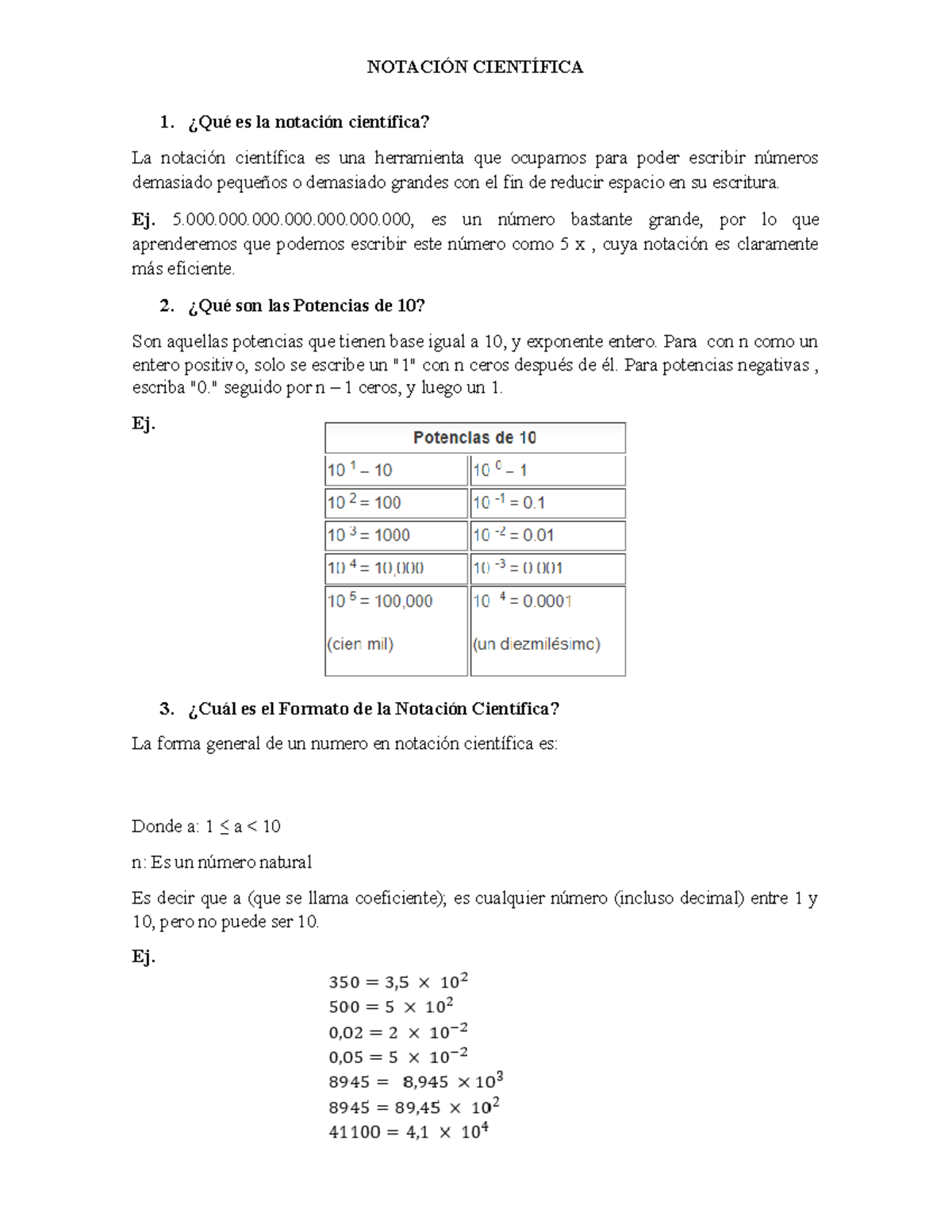 Tarea-notación Científica - 1. ¿Qué Es La Notación Científica? La ...