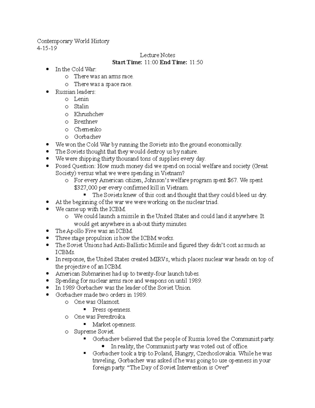 Contemporary World History 4-15-19 - Contemporary World History 4-15 ...