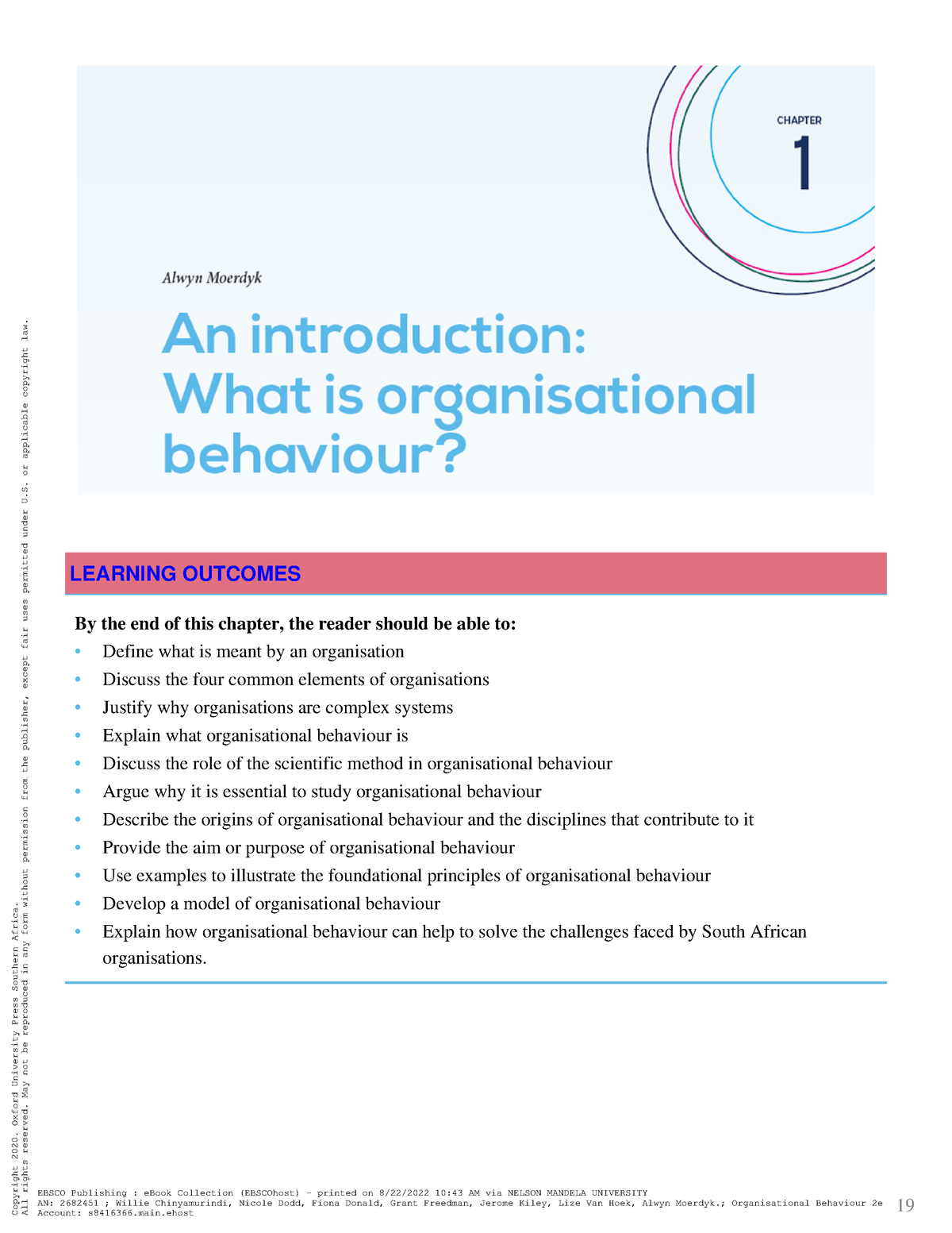 Organisational Behaviour 2e Ch 1 - 19 • • • • • • • • • • • LEARNING ...