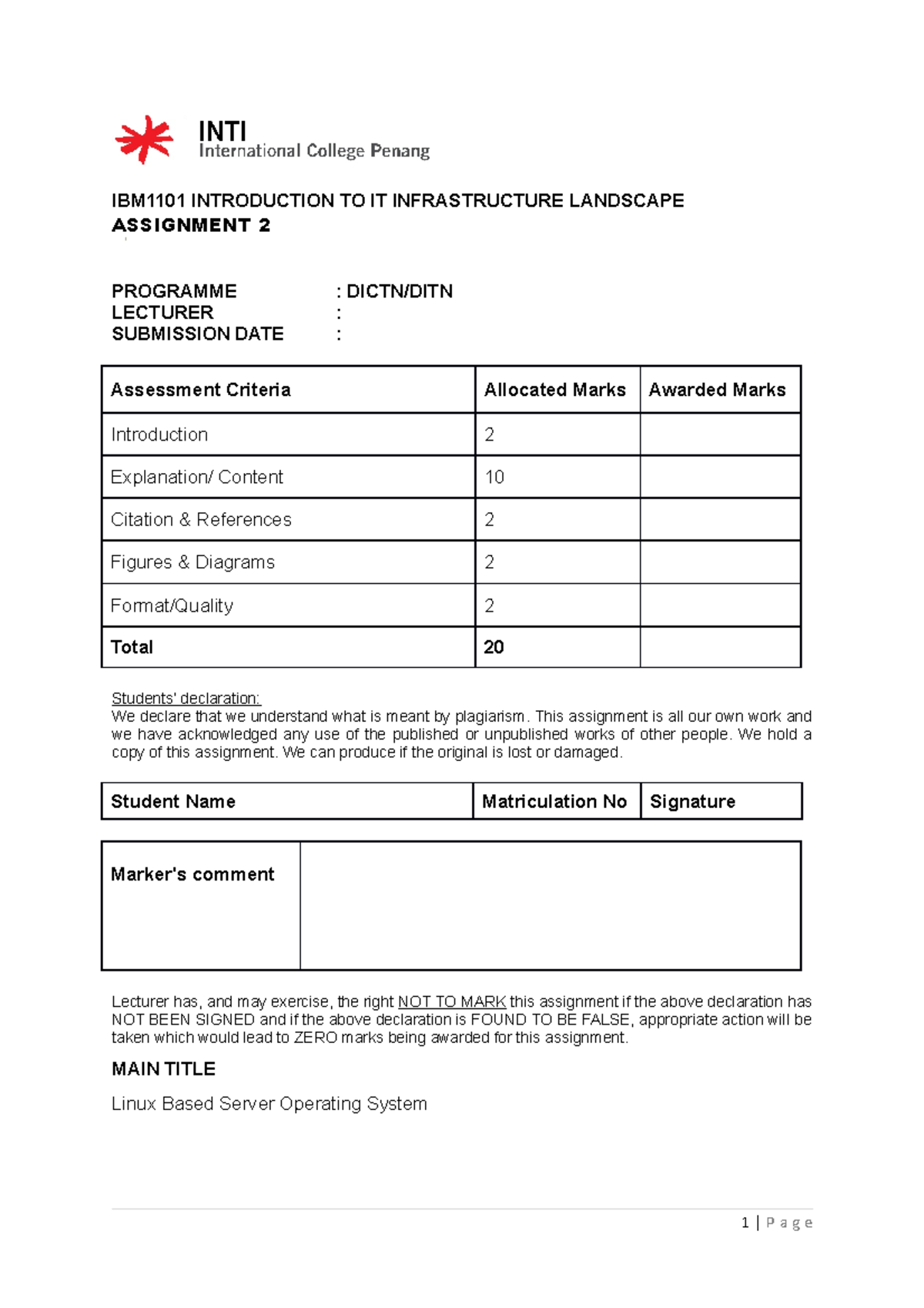 A2 Gx14 Assignment 2 Ibm1101 Introduction To It Infrastructure