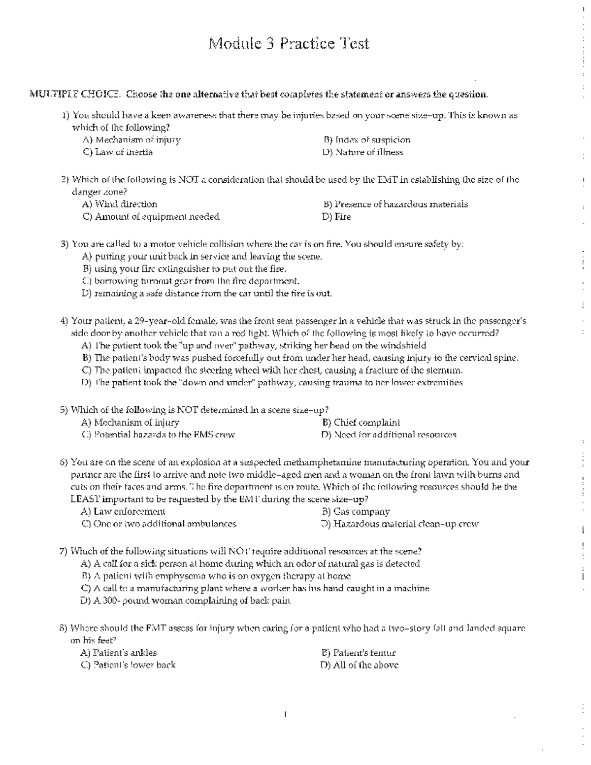 Module 3 practice test 13e - EMS1119 - Studocu