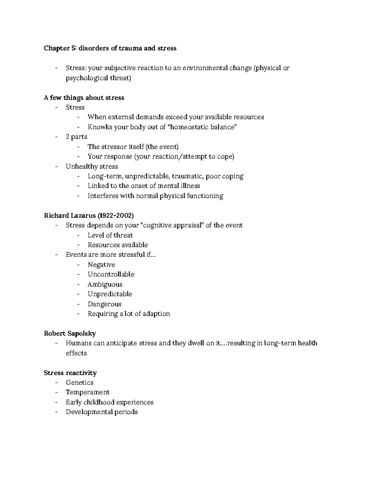 Chapter 5: Disorders Of Trauma And Stress - Chapter 5: Disorders Of ...