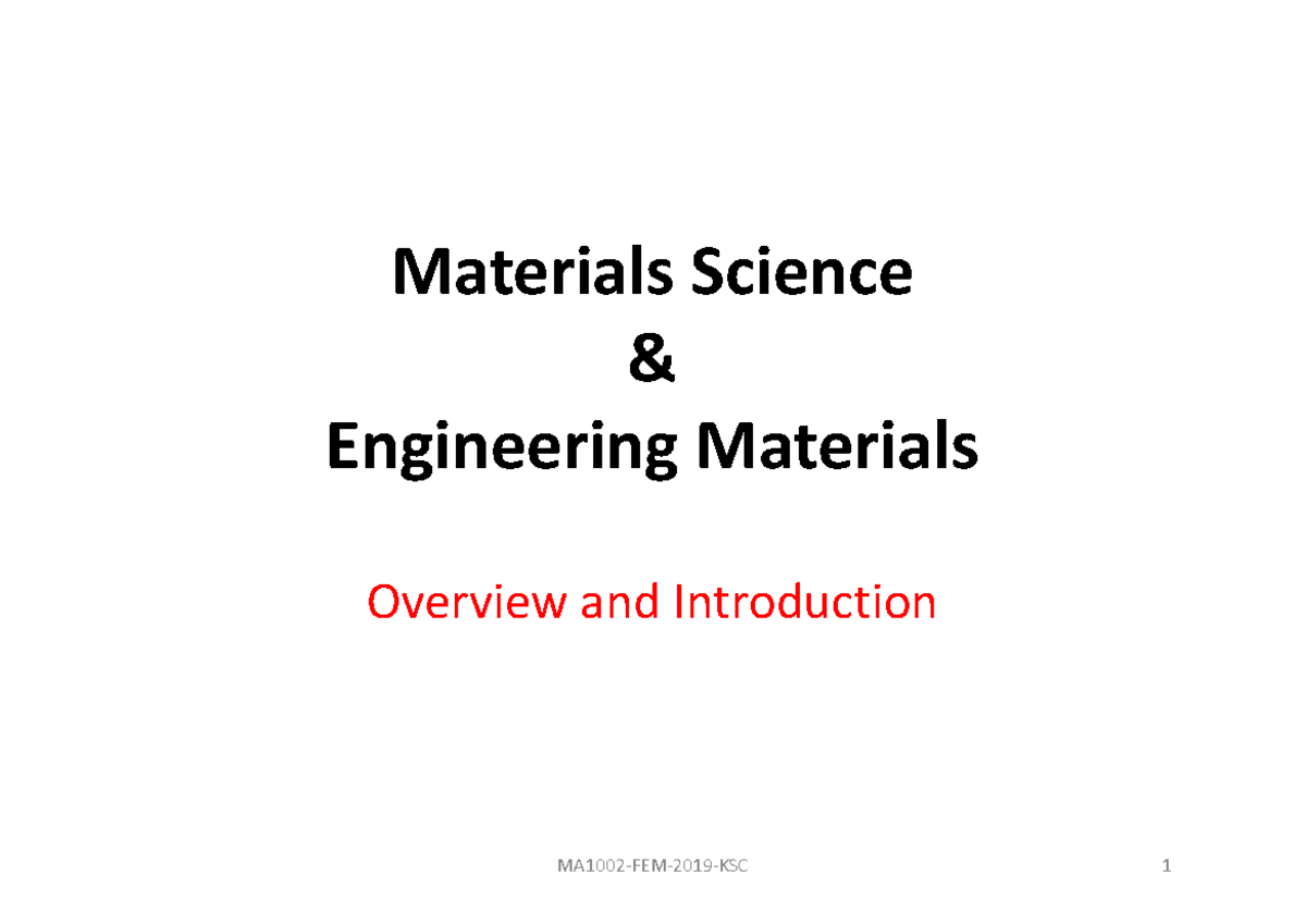 1-Overview Materials Engineering - Materials Science & Engineering ...