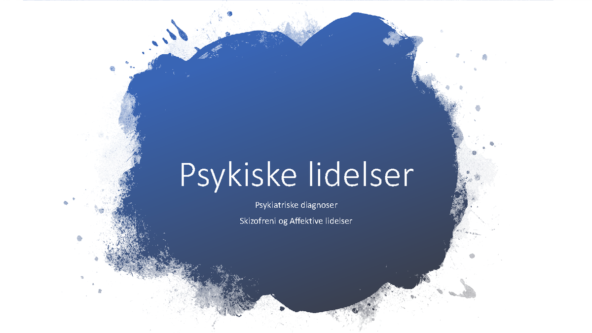 Psykisk Lidelse - Psykiske Lidelser Psykiatriske Diagnoser Skizofreni ...