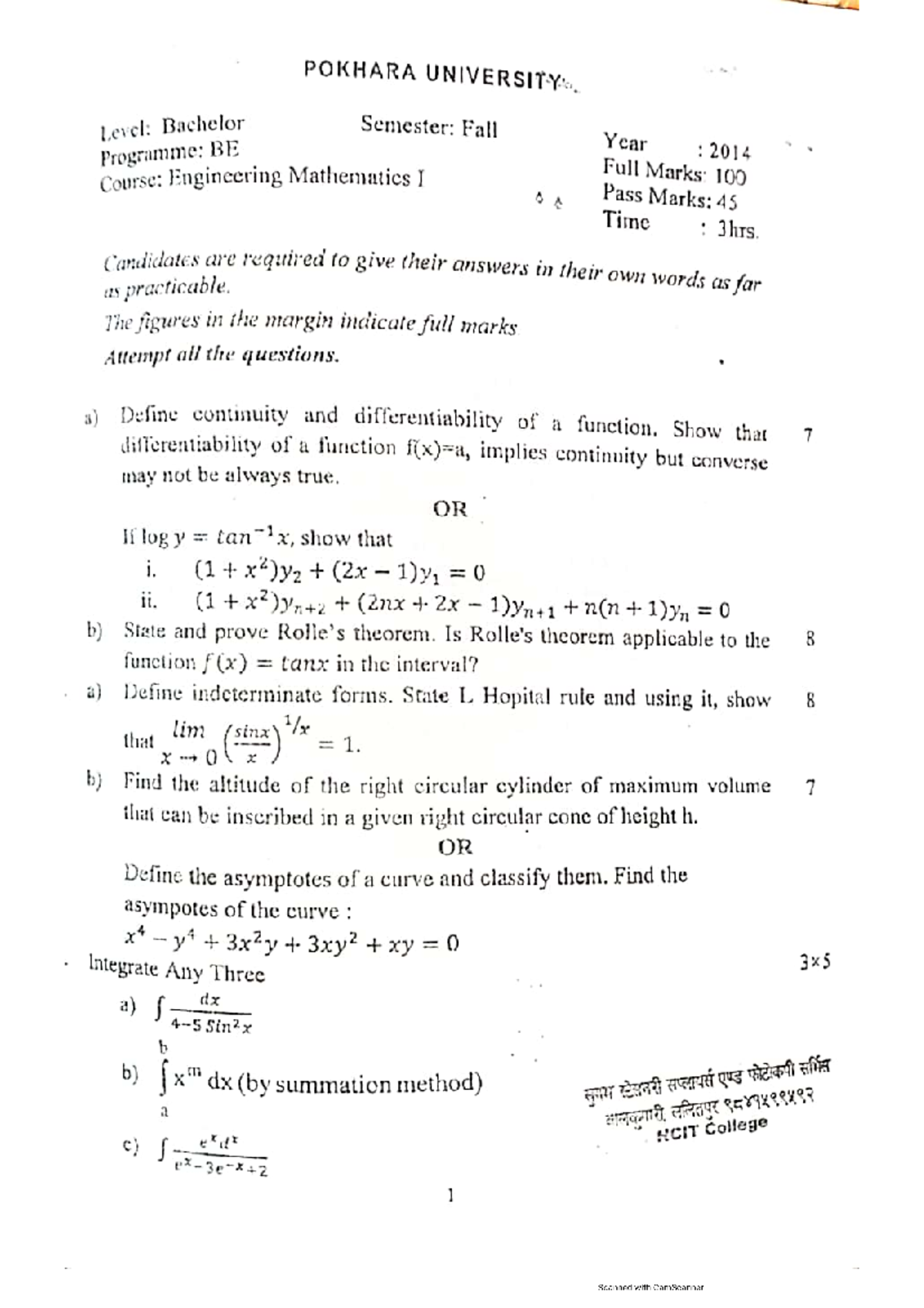 Mathematics-i - Questions Set - Software Engineering - Studocu