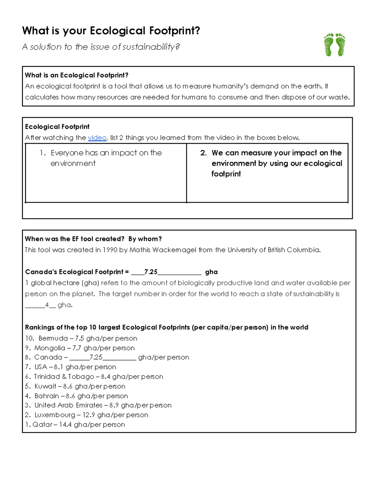 What is your Ecological Footprint - It calculates how many resources ...