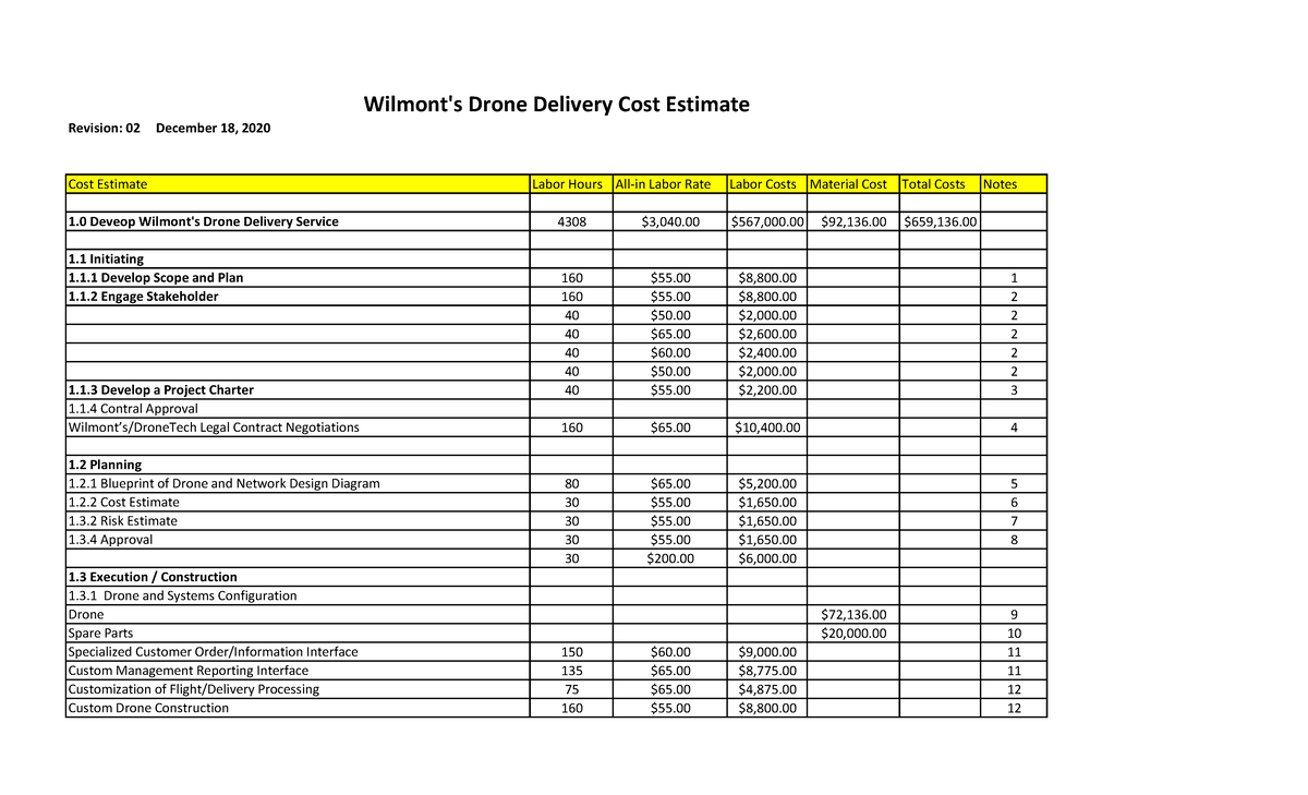 drone project cost