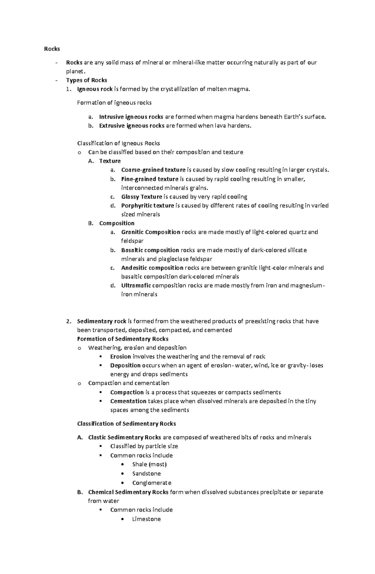 Rocks & The Rock Cycle - Rocks Rocks are any solid mass of mineral or ...