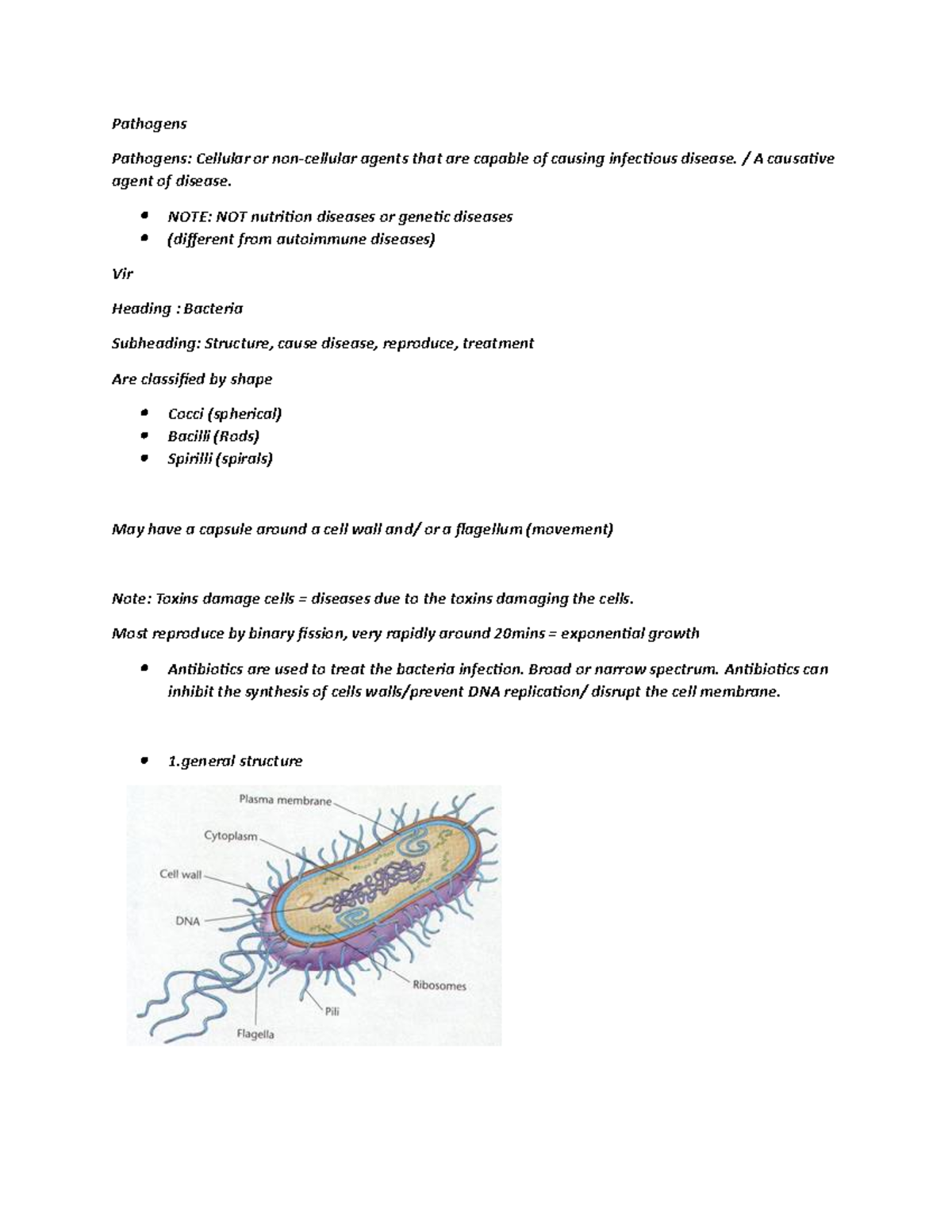 Pathogens Doc - Biology Unit 3 And Outcome 2 Notes - Pathogens ...