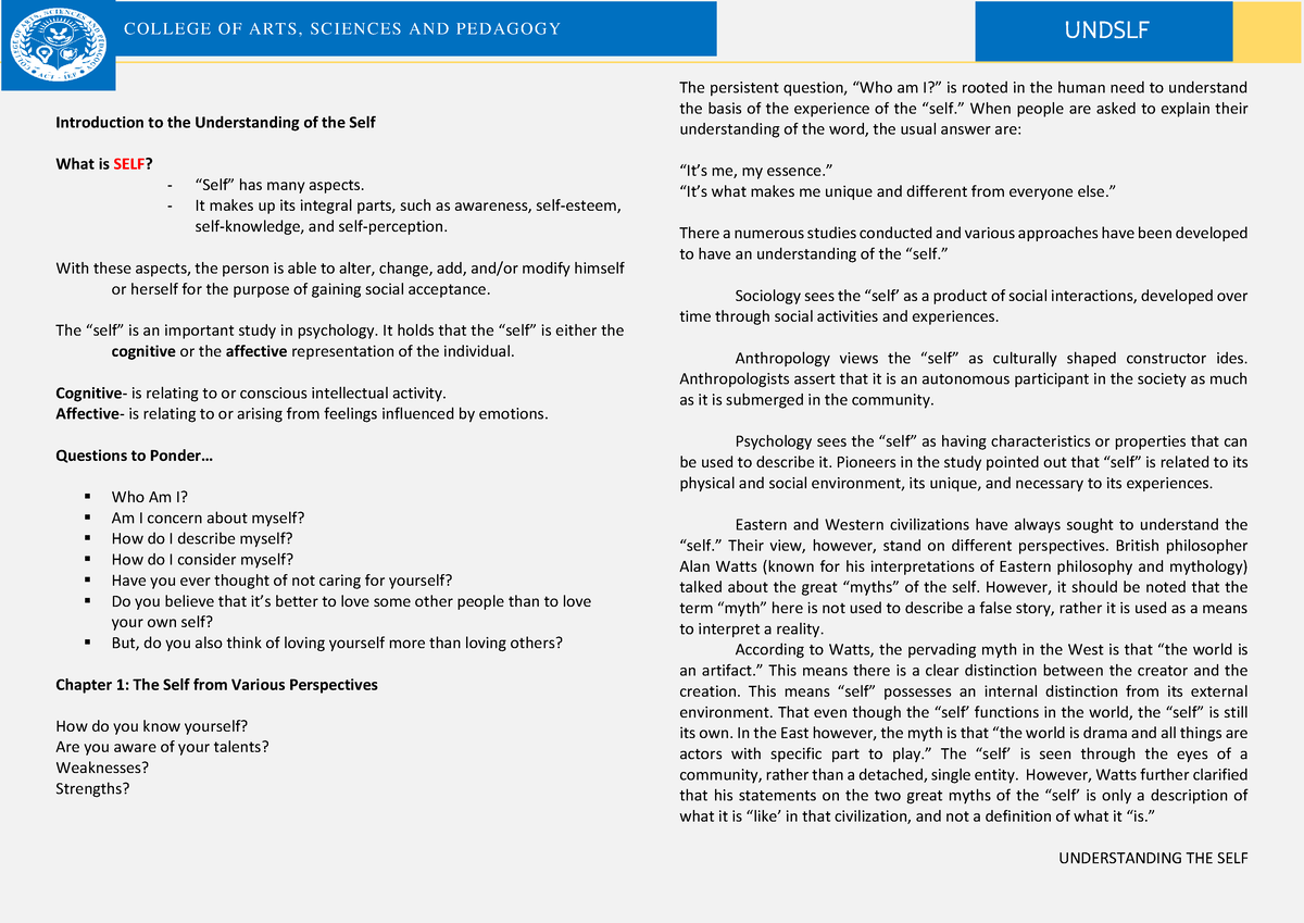 Module- Undslf- Prelims - Introduction To The Understanding Of The Self ...