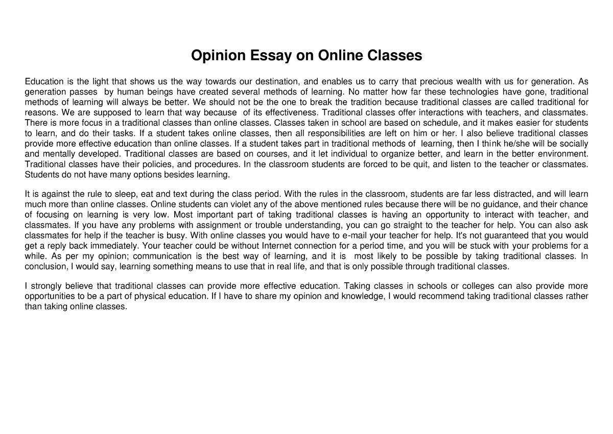 online classes opinion essay