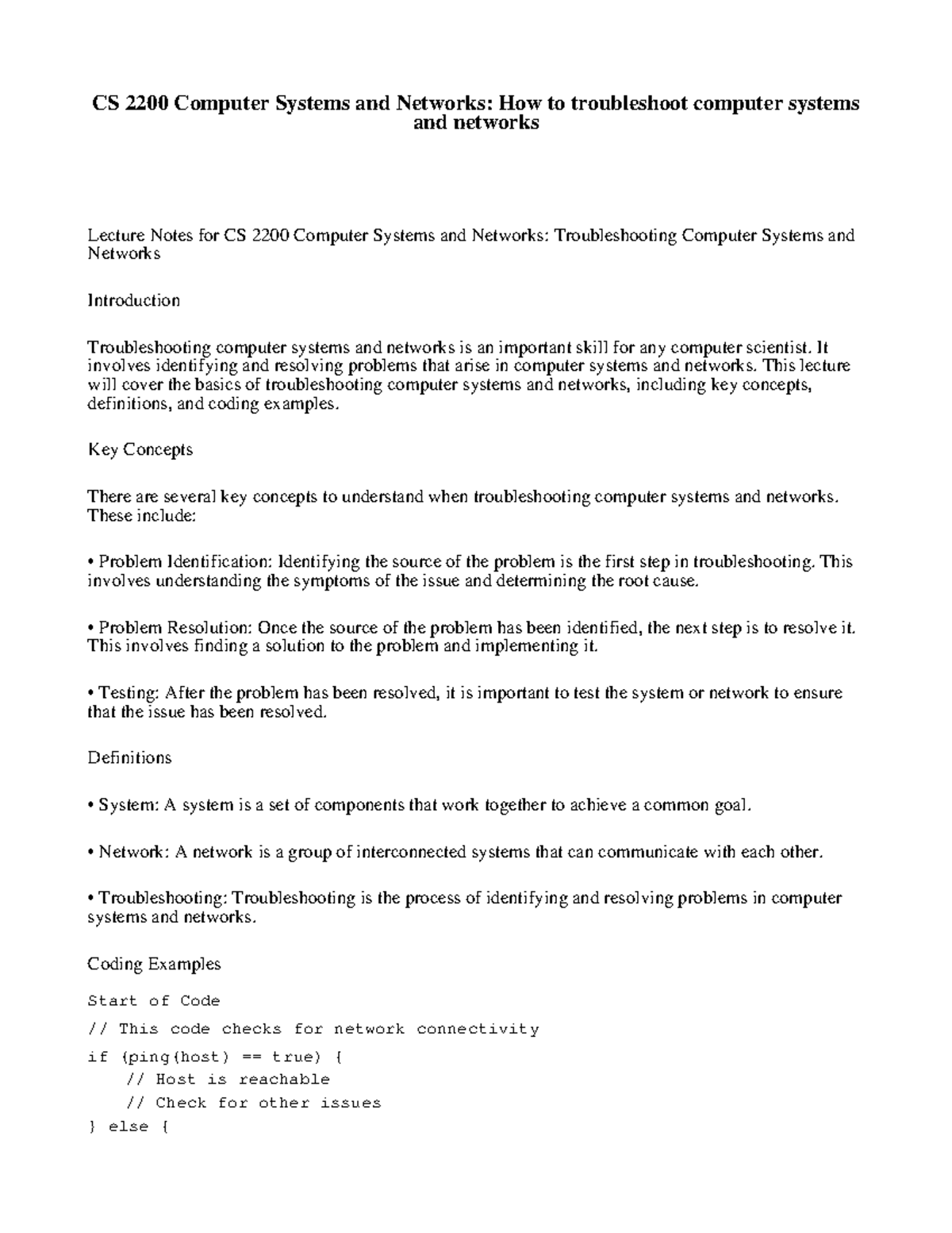 CS 2200 Computer Systems and Networks How to troubleshoot computer