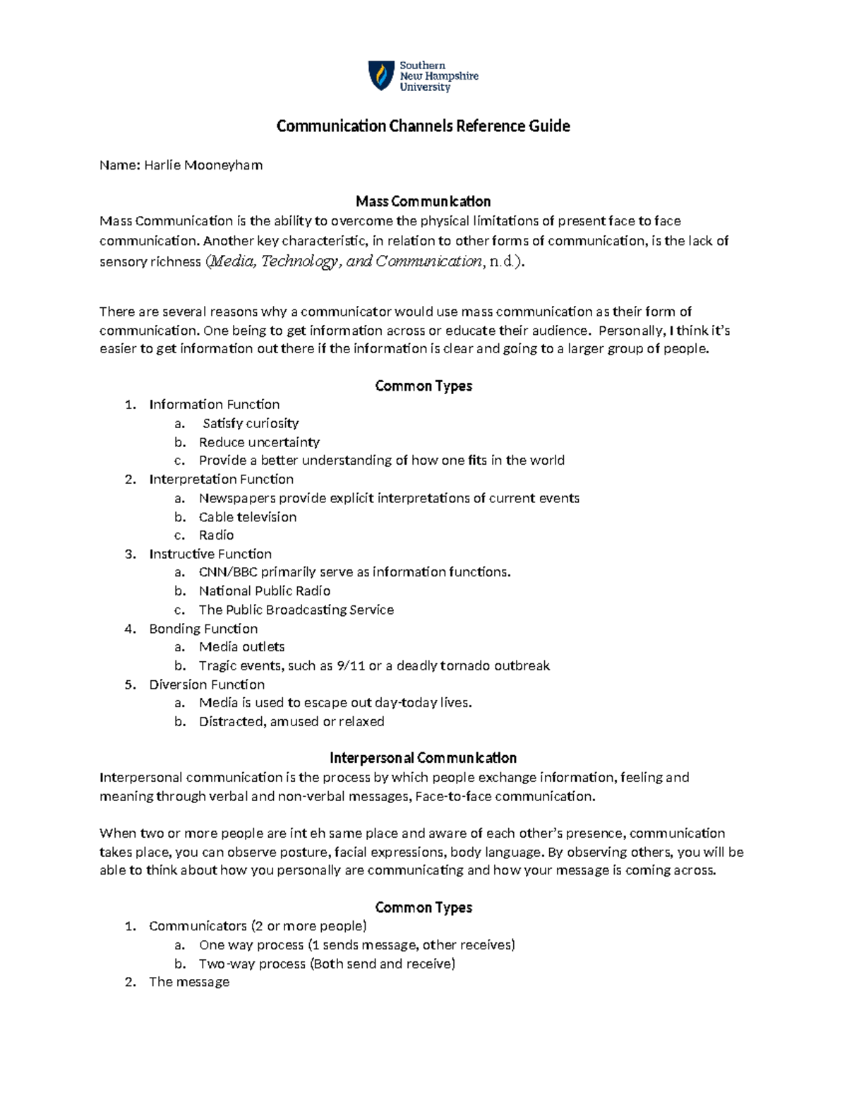 COM 127 Reference Guide 2-1 Activity - Communication Channels Reference ...