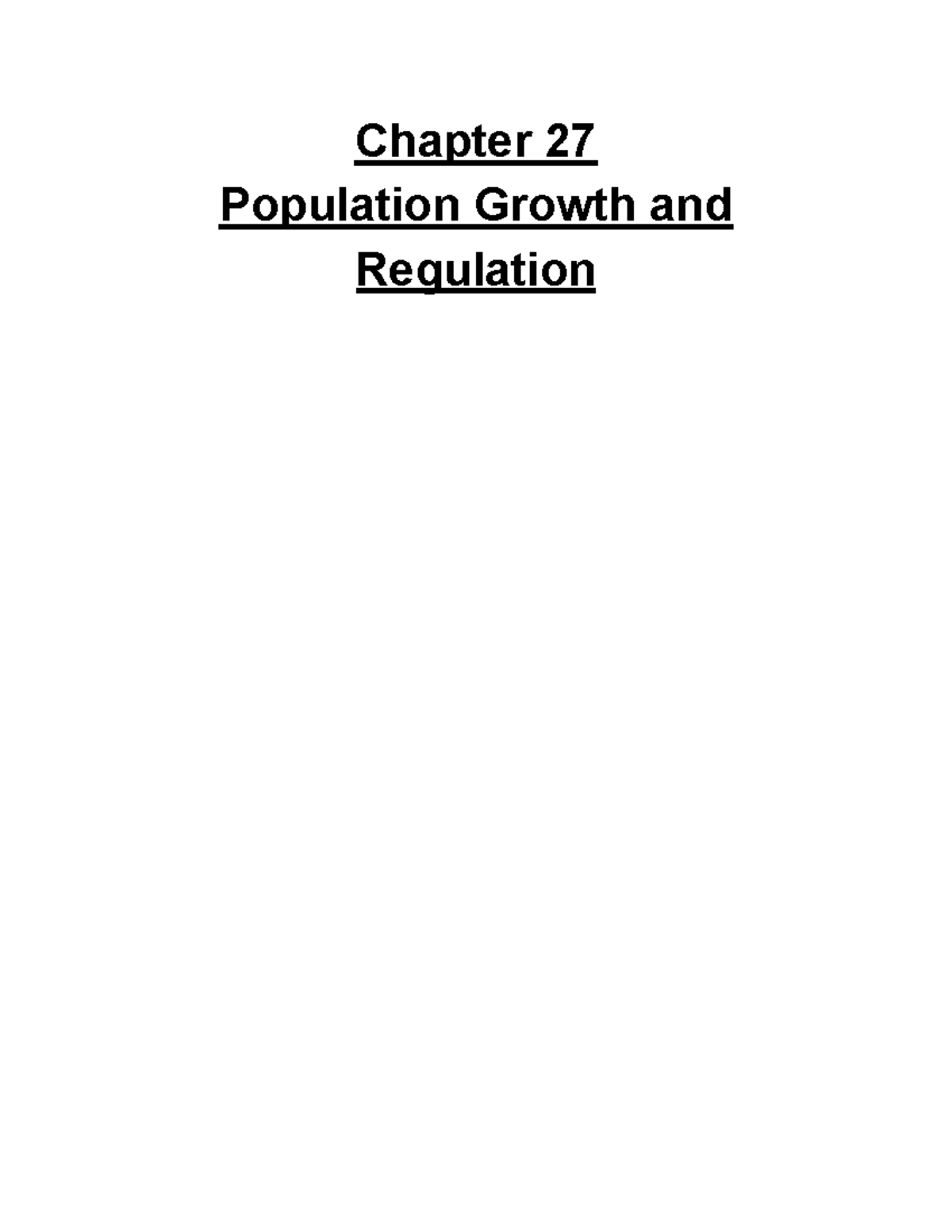 Population Growth And Regulation - Chapter 27 Population Growth And ...