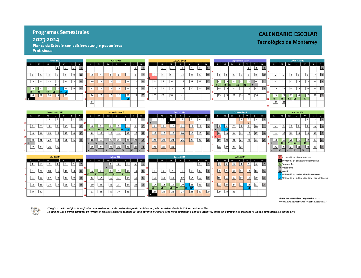 Calendario Académico 20232024 Profesional Planes de Estudio 2019 y