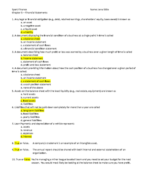 Sport Finance-Assignment 1 - Jena Sidle Assignment 1 – Chapter 1: Using ...