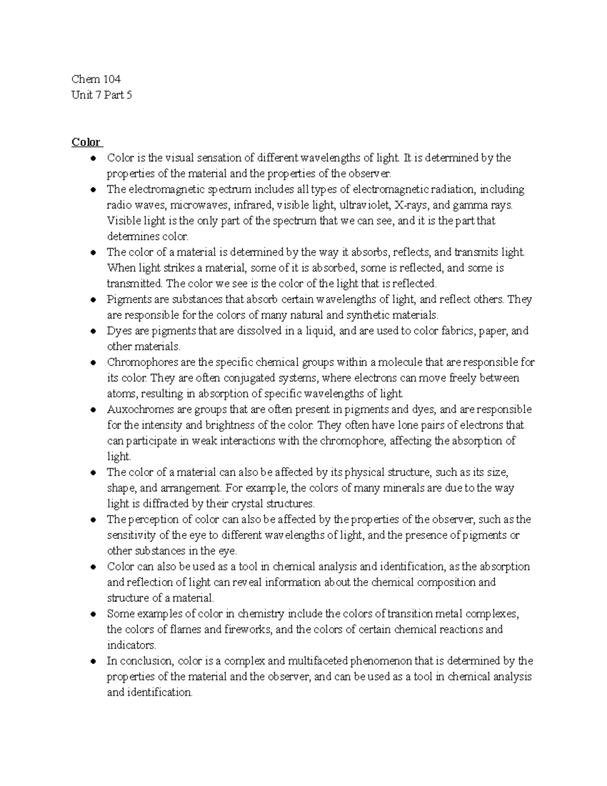 General Chemistry 104 Unit 7 Part 5 Notes - Chem 104 Unit 7 Part 5 ...